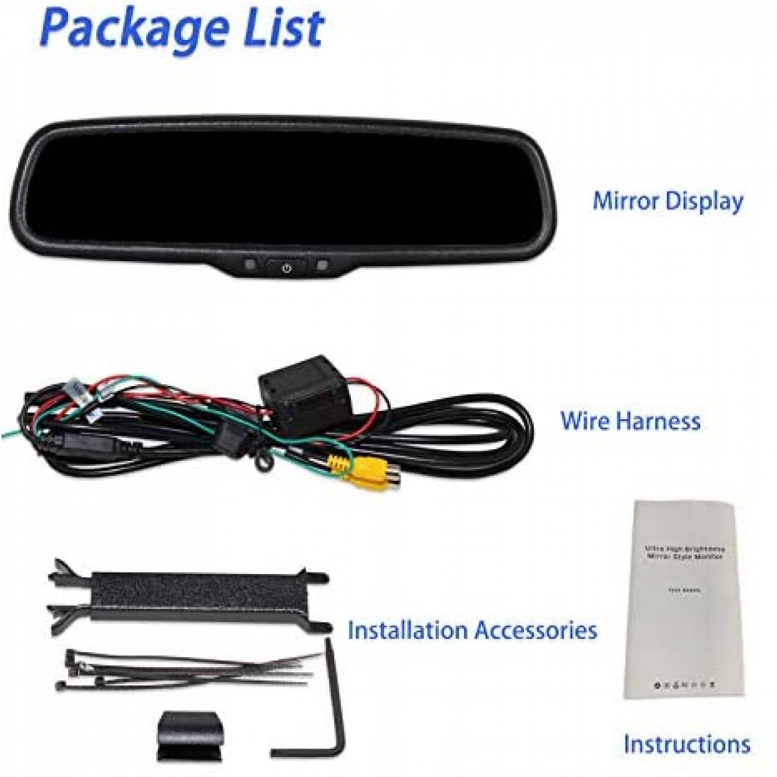 Espejo retrovisor para automovil EWAY Pantalla LCD de 4.3"