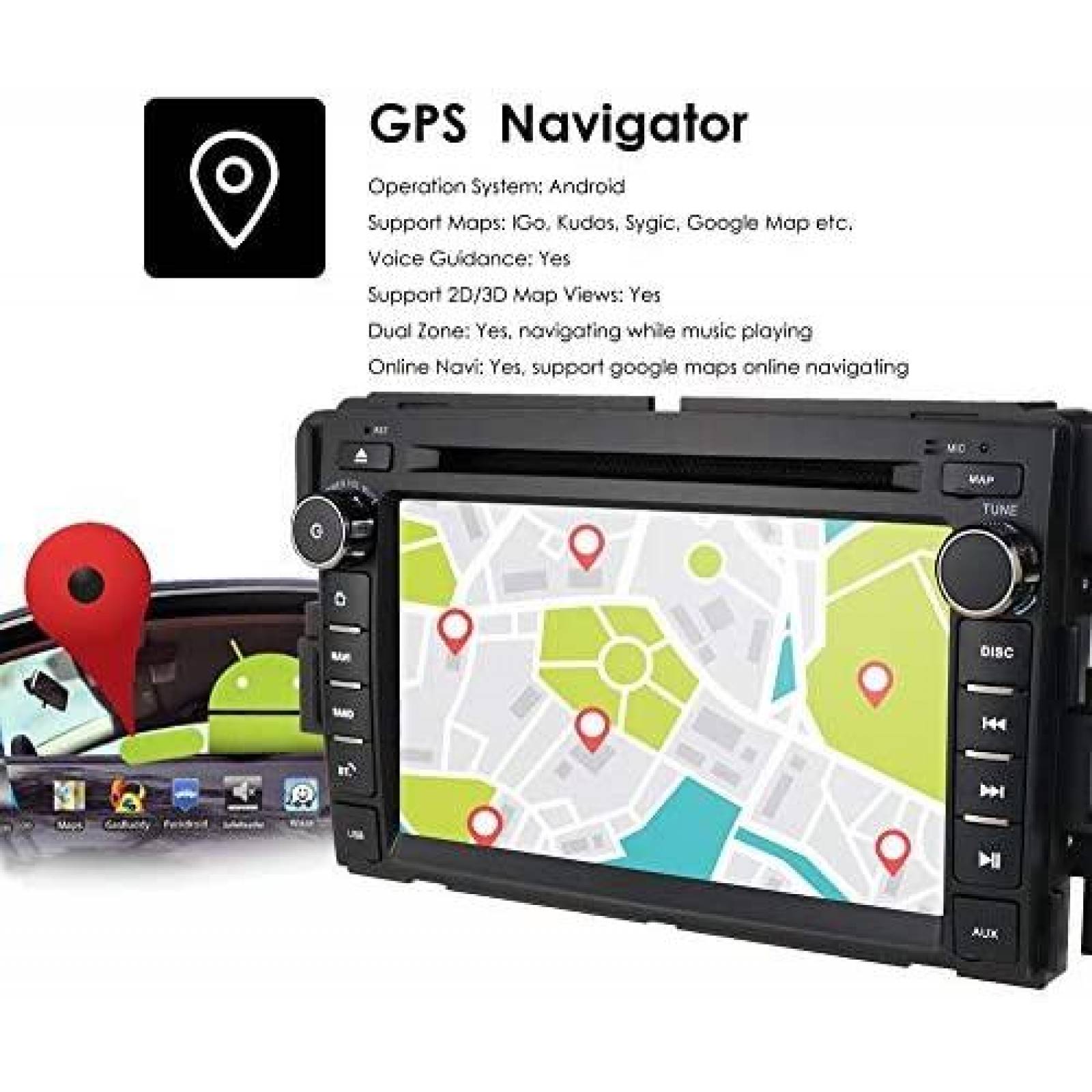Pantalla GPS para Auto hizpo 7 Tactil Android para GMC