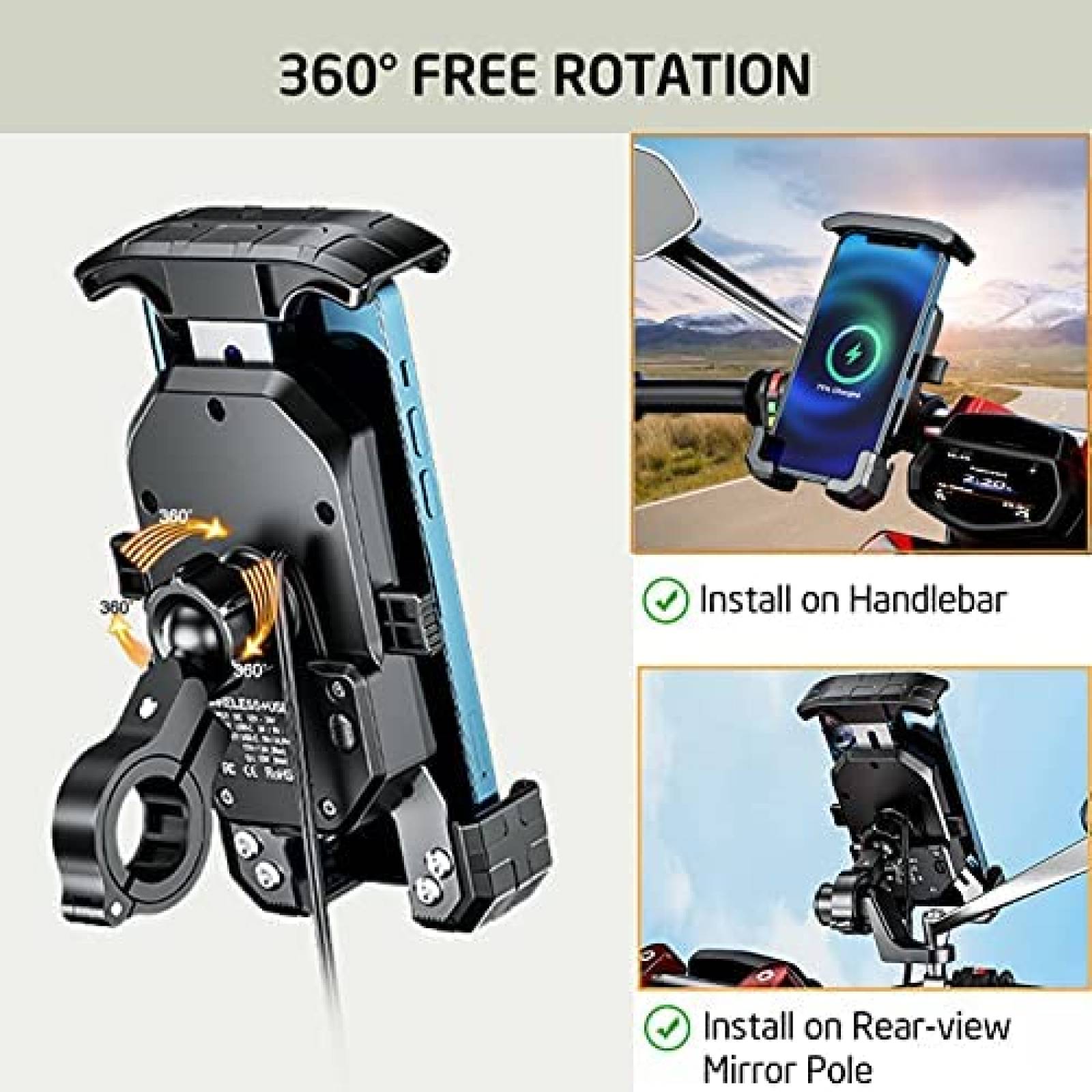 Soporte Cargador iMESTOU para Celulares 4.0-7.0" 15W -Negro