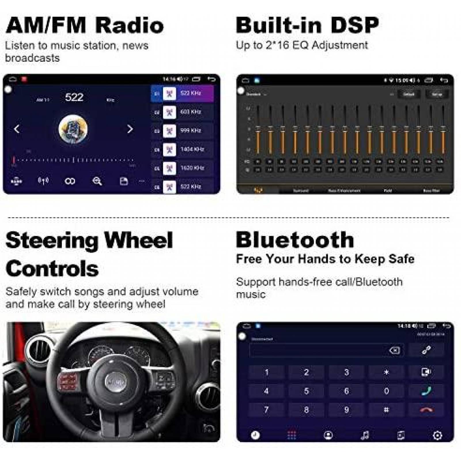 Estereo de Automovil IYING Android 10.0 AM/FM -Negro