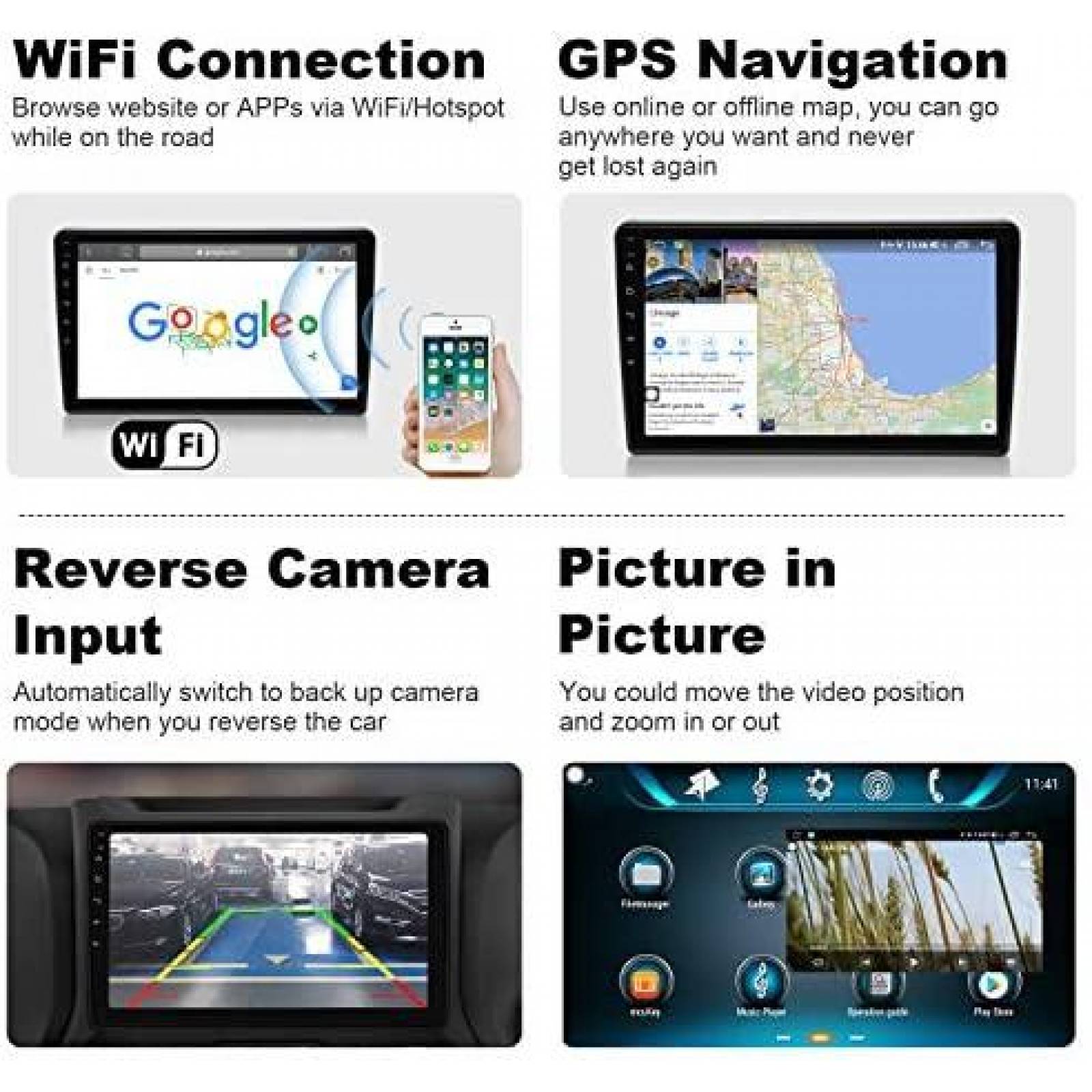 Estereo de Automovil IYING Android 10.0 AM/FM -Negro