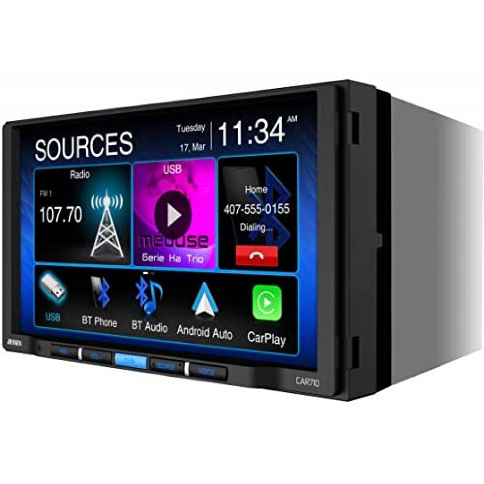 Sistema Multimedia Carro Jensen CAR710 7" Bluetooth -Negro