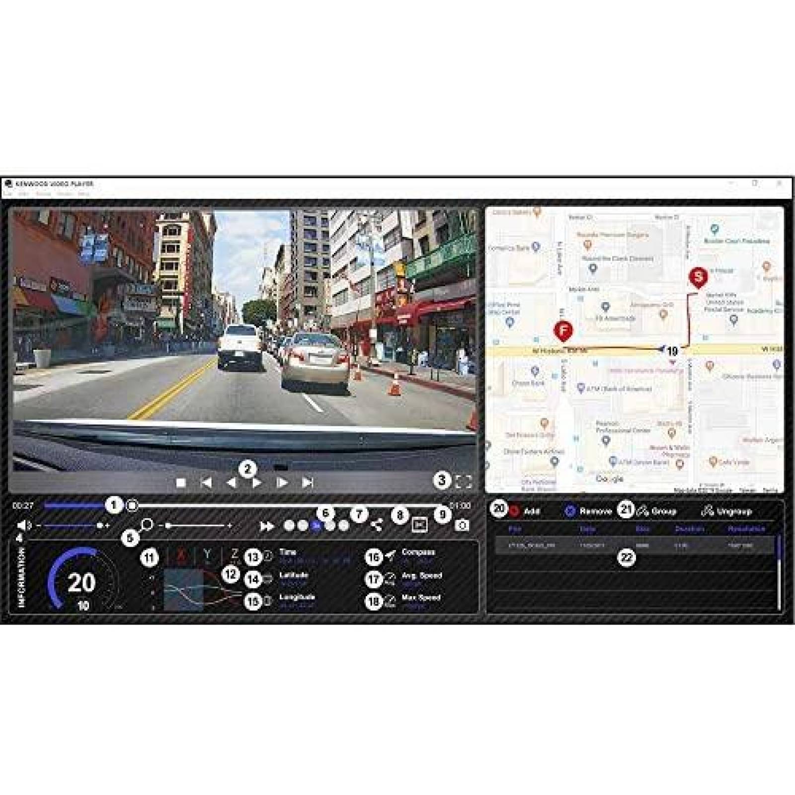 Camara Kenwood DRV-A601WDP 4K Ultra HD 3.0" LCD -Gris