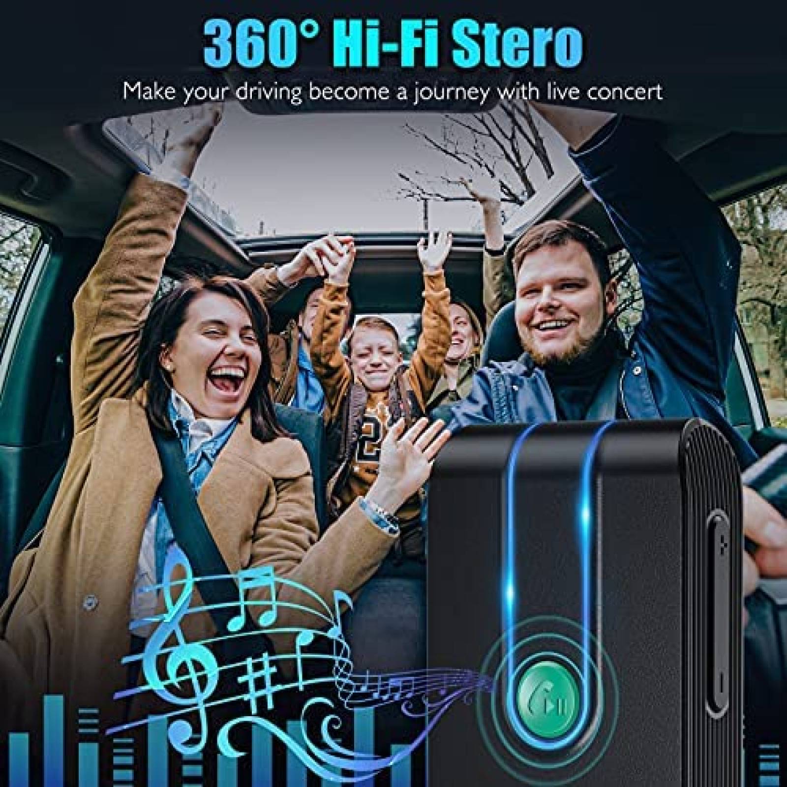 Adaptador Bluetooth para Coche LENCENT Adaptador AUX -Negro