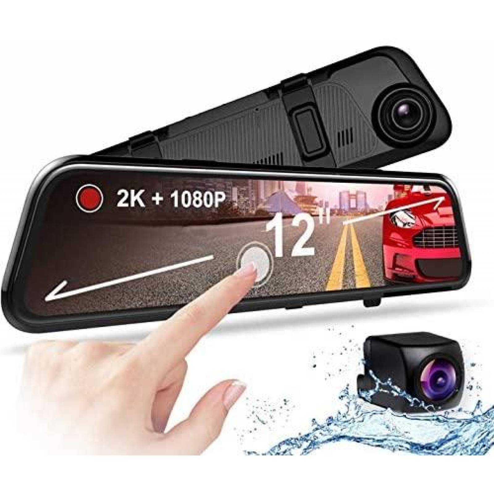 Dash Cam REXING M1 PRO Doble Espejo IPS 12'' Tactil -Negro