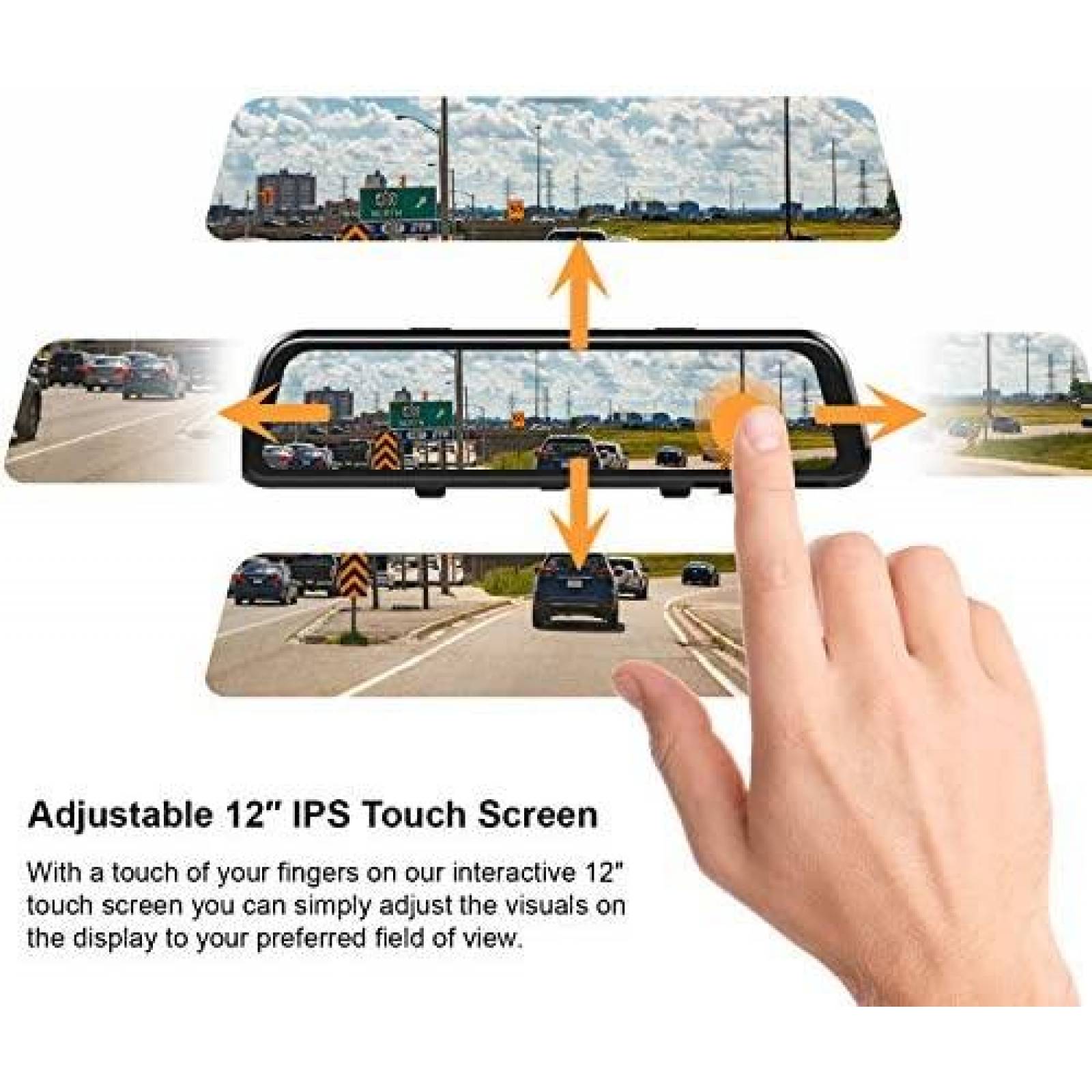 Dash Cam REXING M1 PRO Doble Espejo IPS 12'' Tactil -Negro