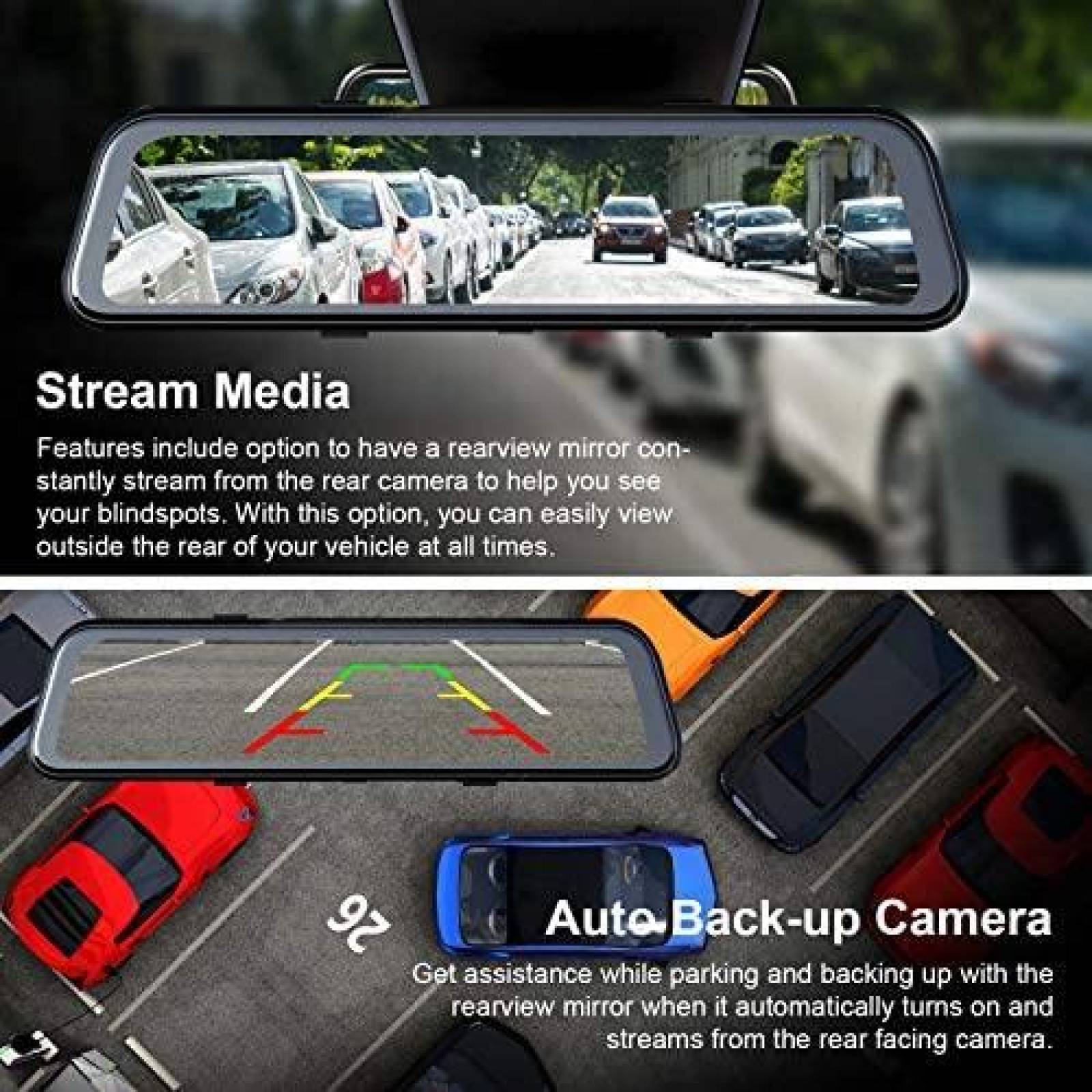 Dash Cam REXING M1 PRO Doble Espejo IPS 12'' Tactil -Negro