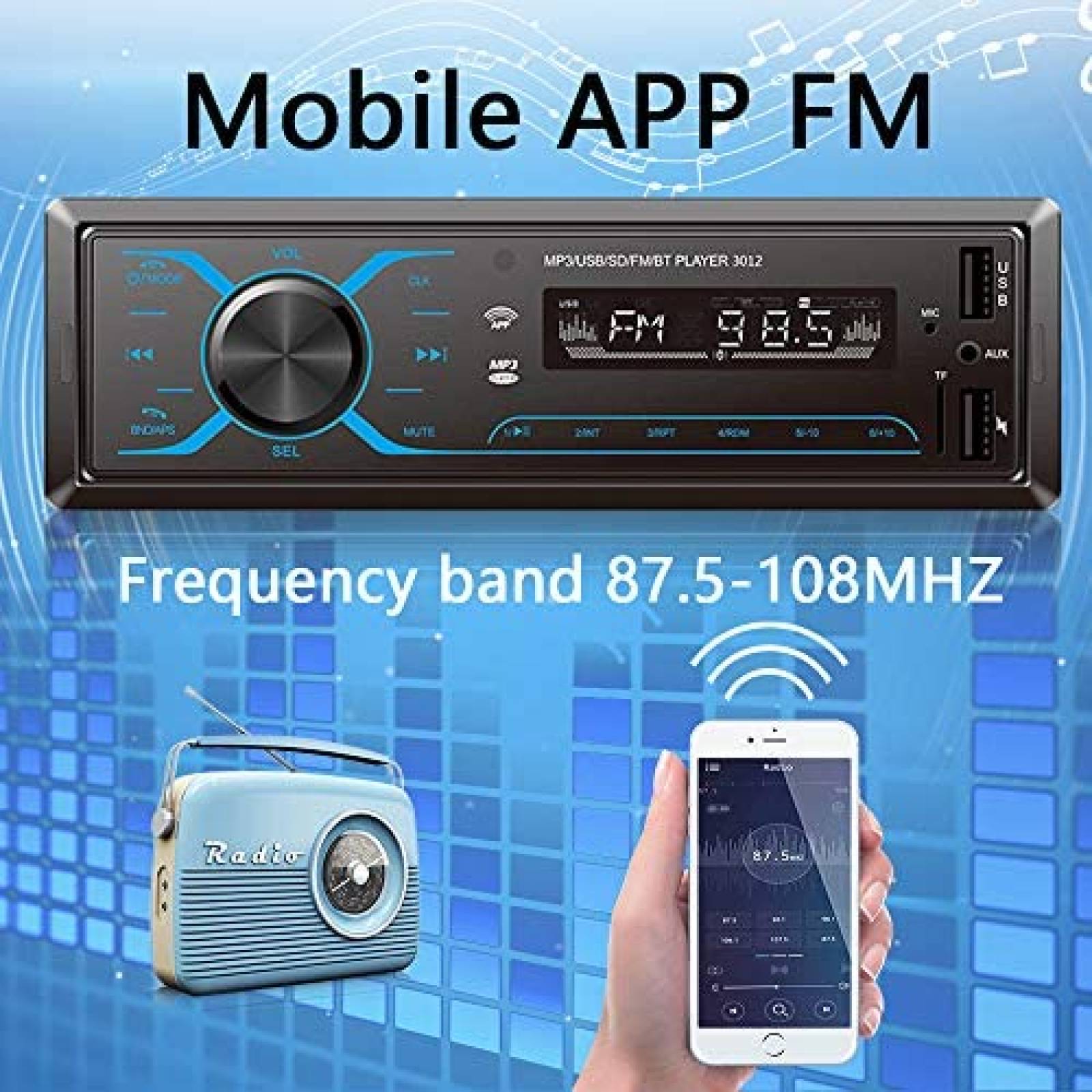 Radio Rimoody Con Bluetooth Para Automovil -Negro
