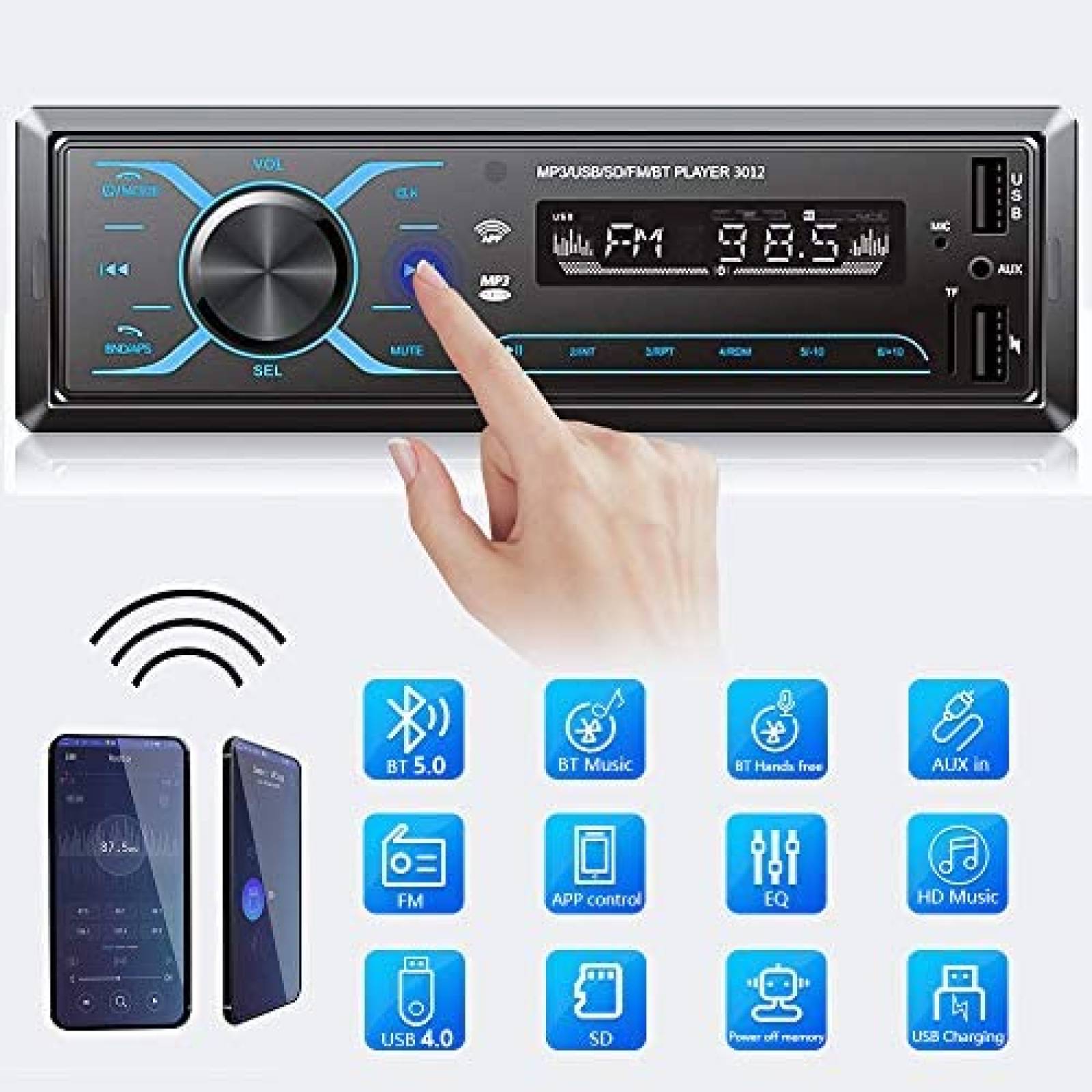 Radio Rimoody Con Bluetooth Para Automovil -Negro