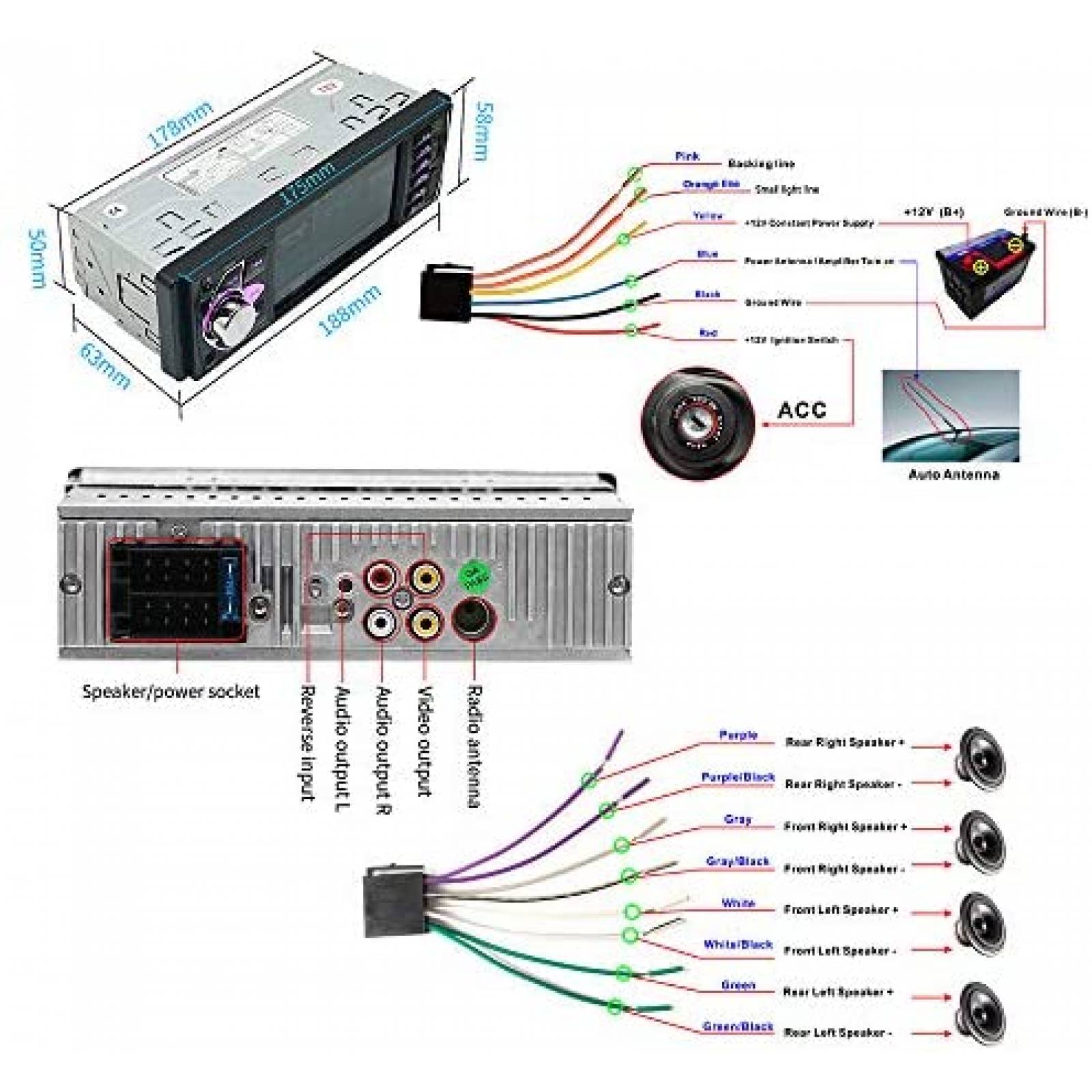 Kit Radio para Auto Rimoody c/Pantalla 4.1" y Camara Trasera