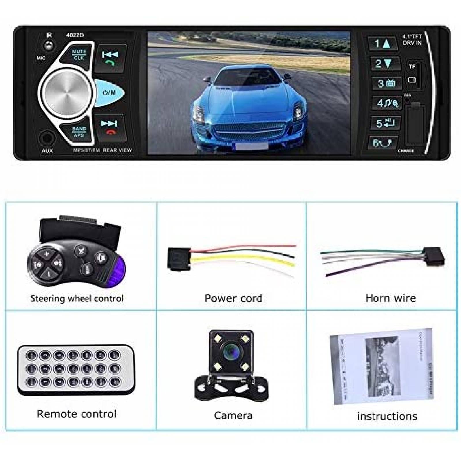 Kit Radio para Auto Rimoody c/Pantalla 4.1" y Camara Trasera