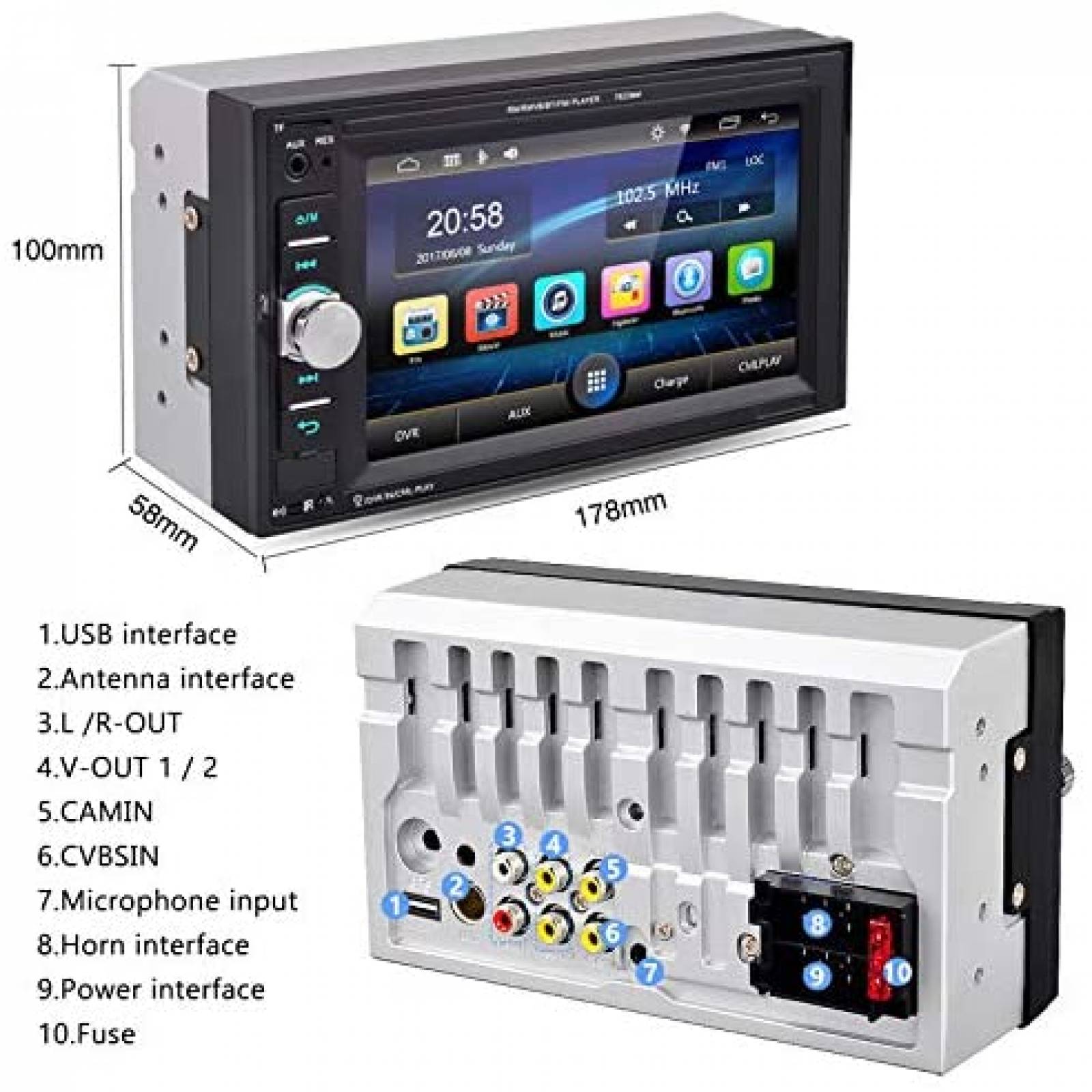 Pantalla para radio auto Rimoody tactil 6.2" -Negro