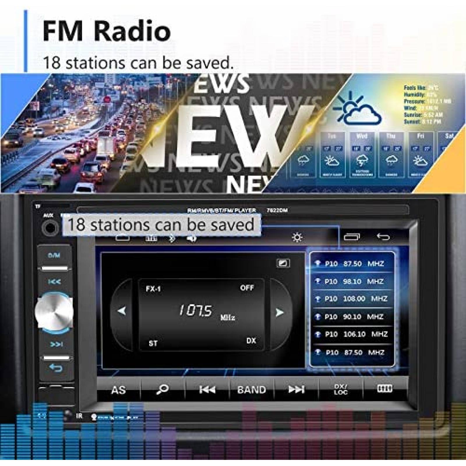 Pantalla para radio auto Rimoody tactil 6.2" -Negro