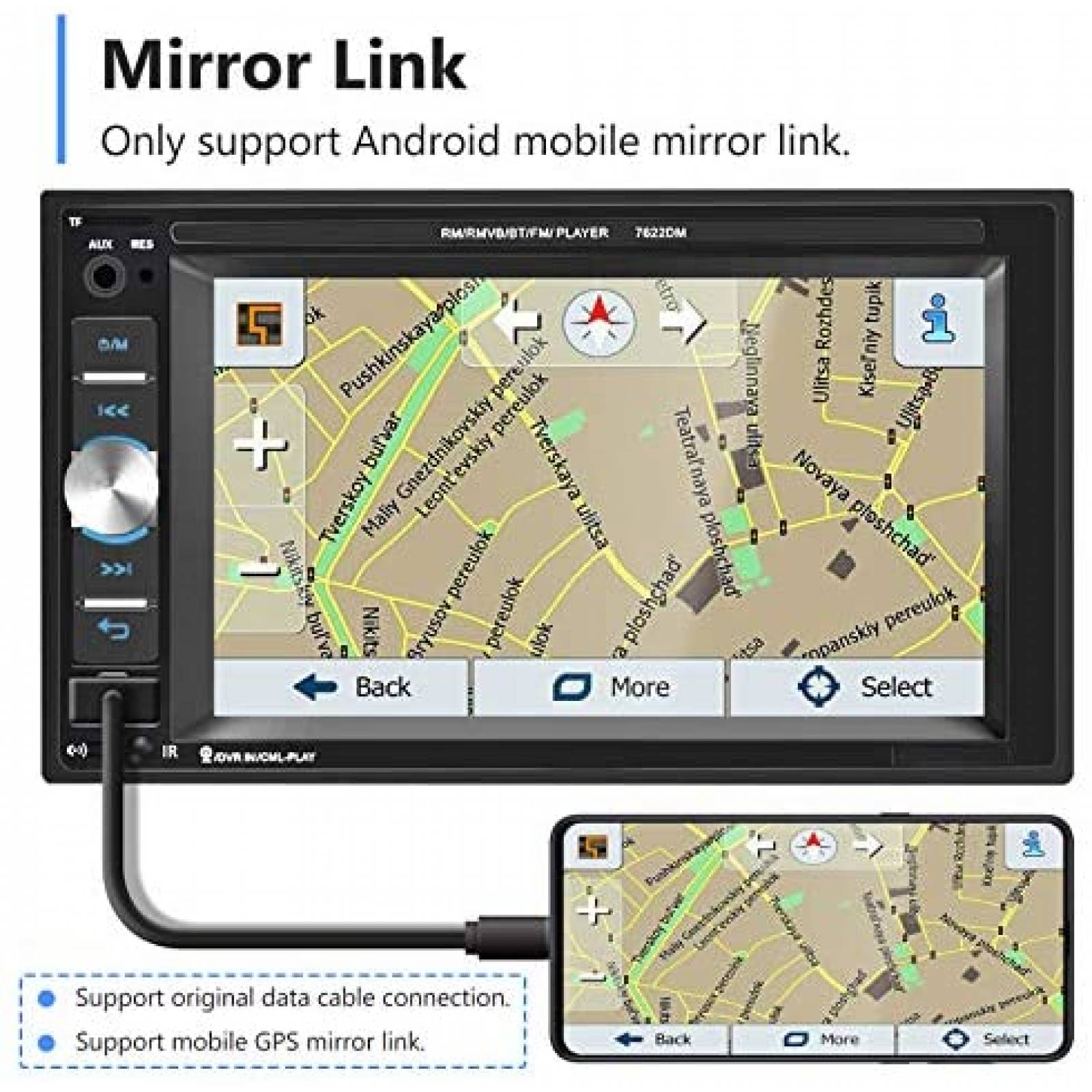 Pantalla para radio auto Rimoody tactil 6.2" -Negro