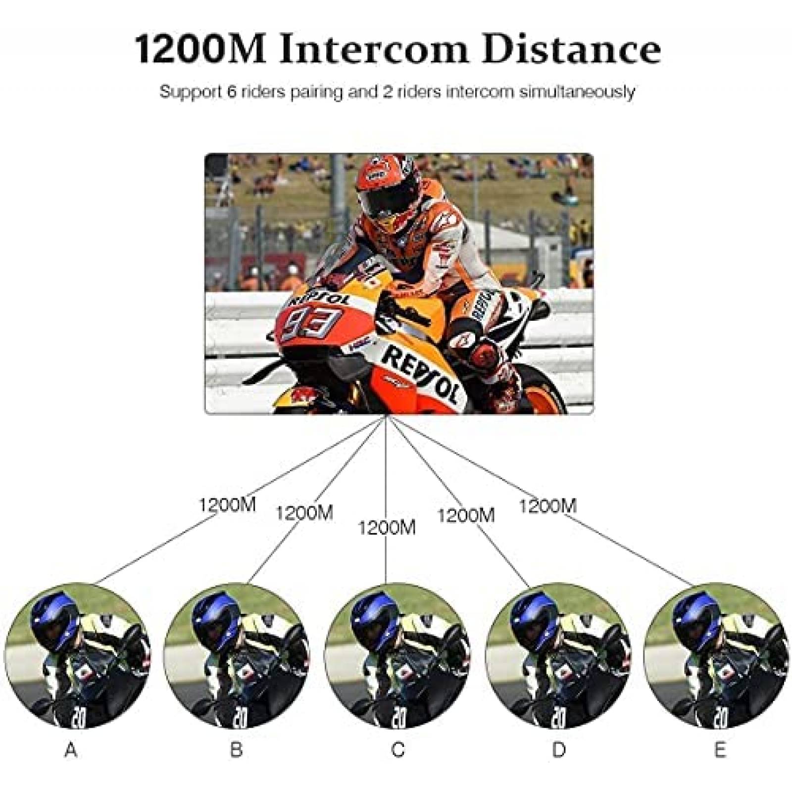 Headset Bluetooth VNETPHONE V6 1200M 850mAh -Negro