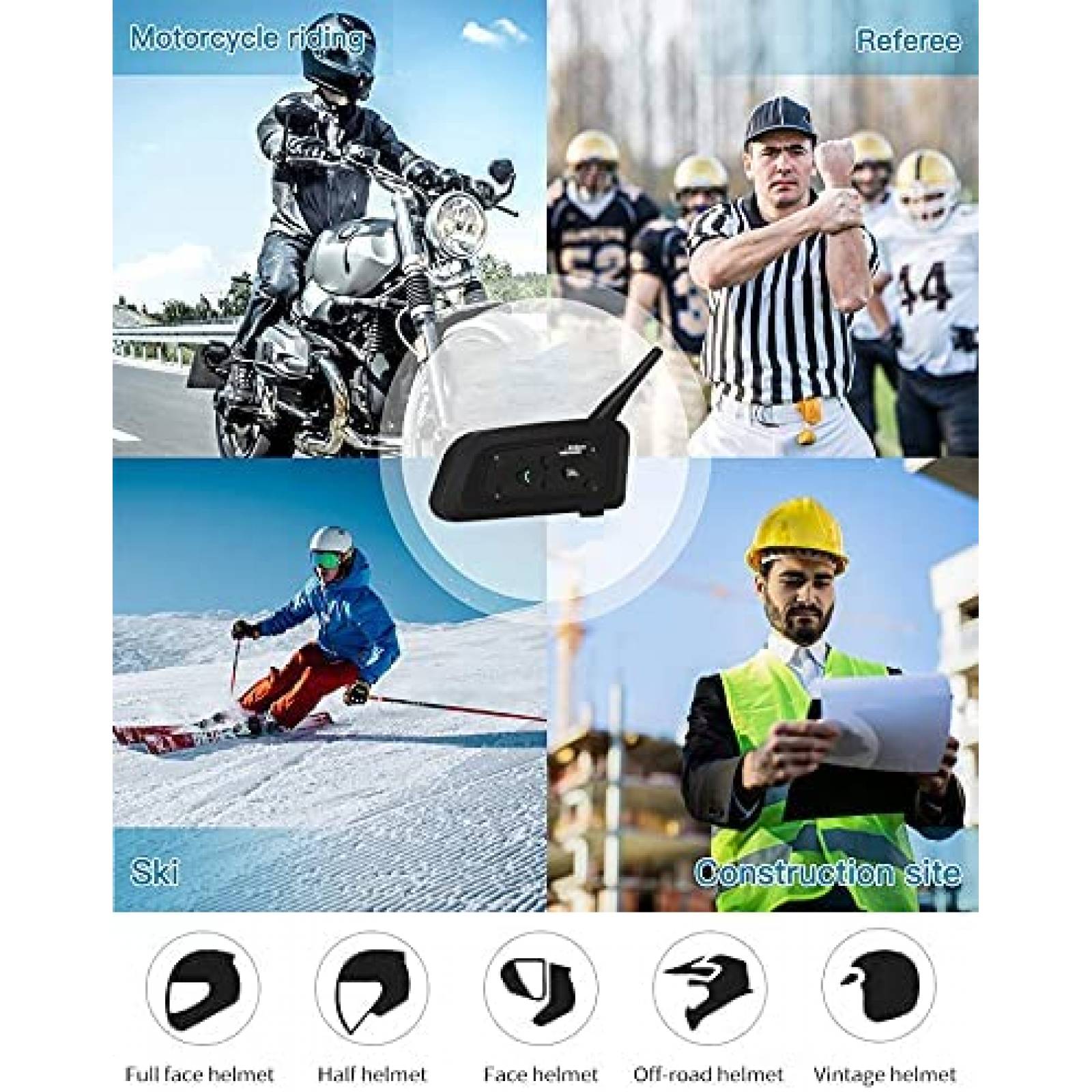 Headset Bluetooth VNETPHONE V6 1200M 850mAh -Negro