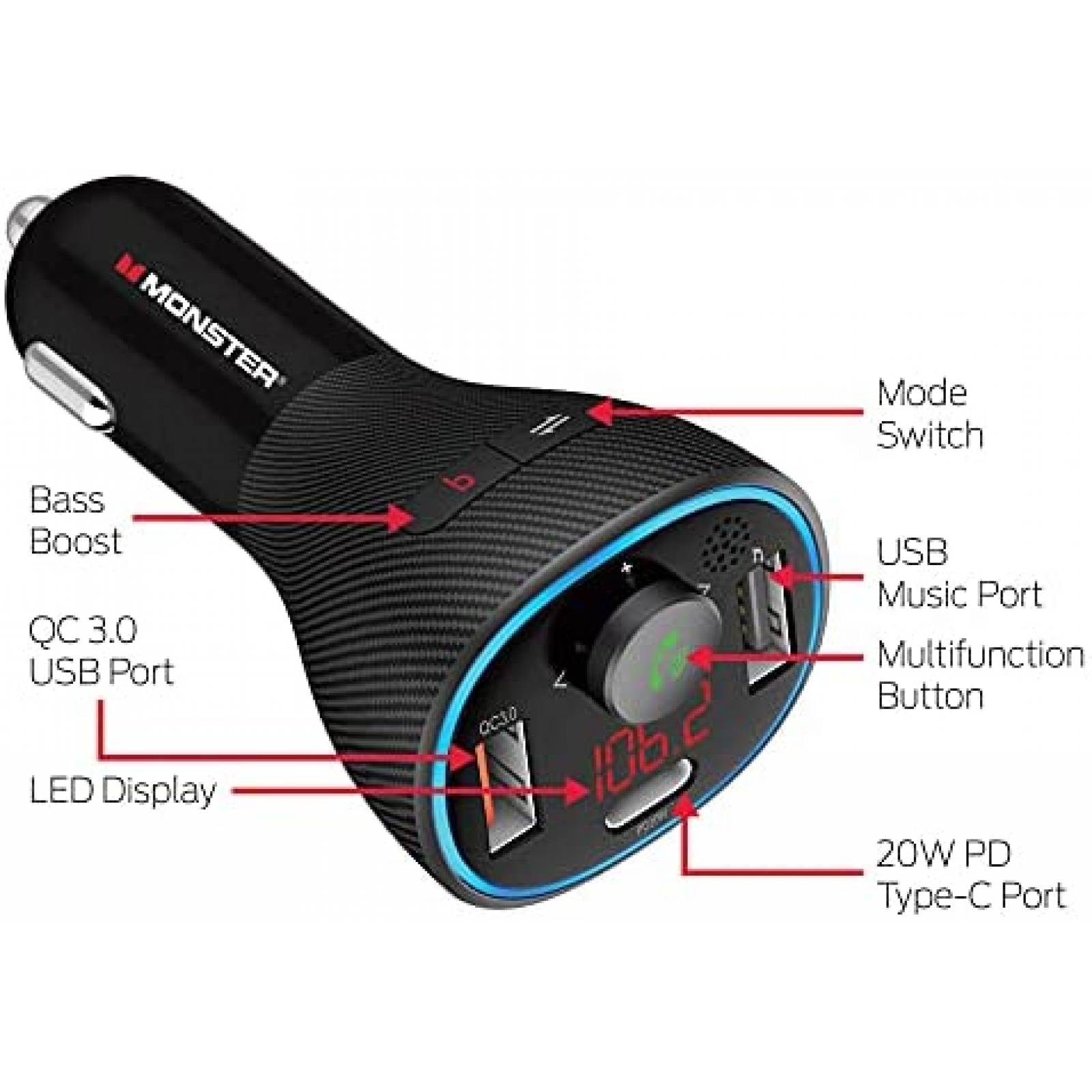 Transmisor Xtreme Digital Lifestyle FM Bluetooth -Negro