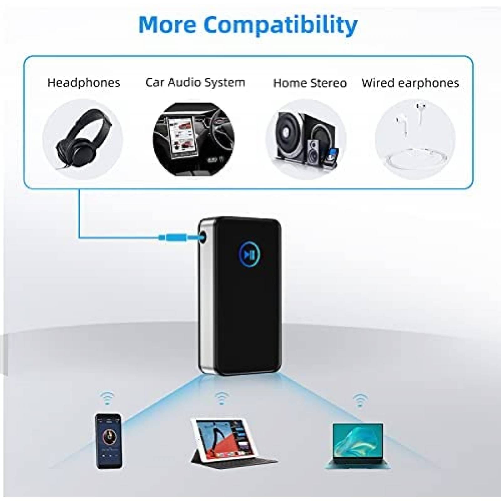 Adaptador Bluetooth ZIOCOM para Auto Entrada AUX -Negro