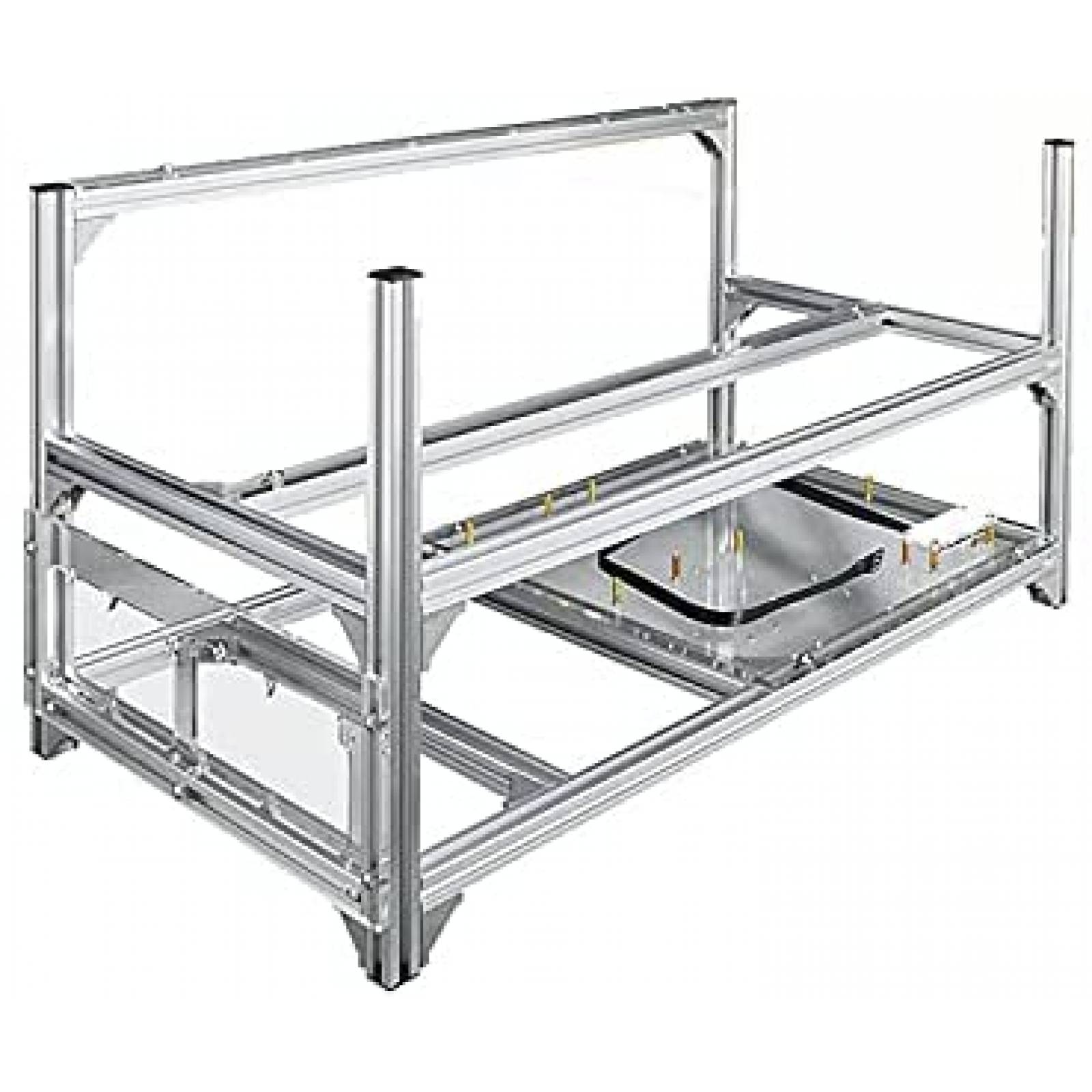 Rig de Mineria Bbaiy de Aluminio para 6 GPU -Plata