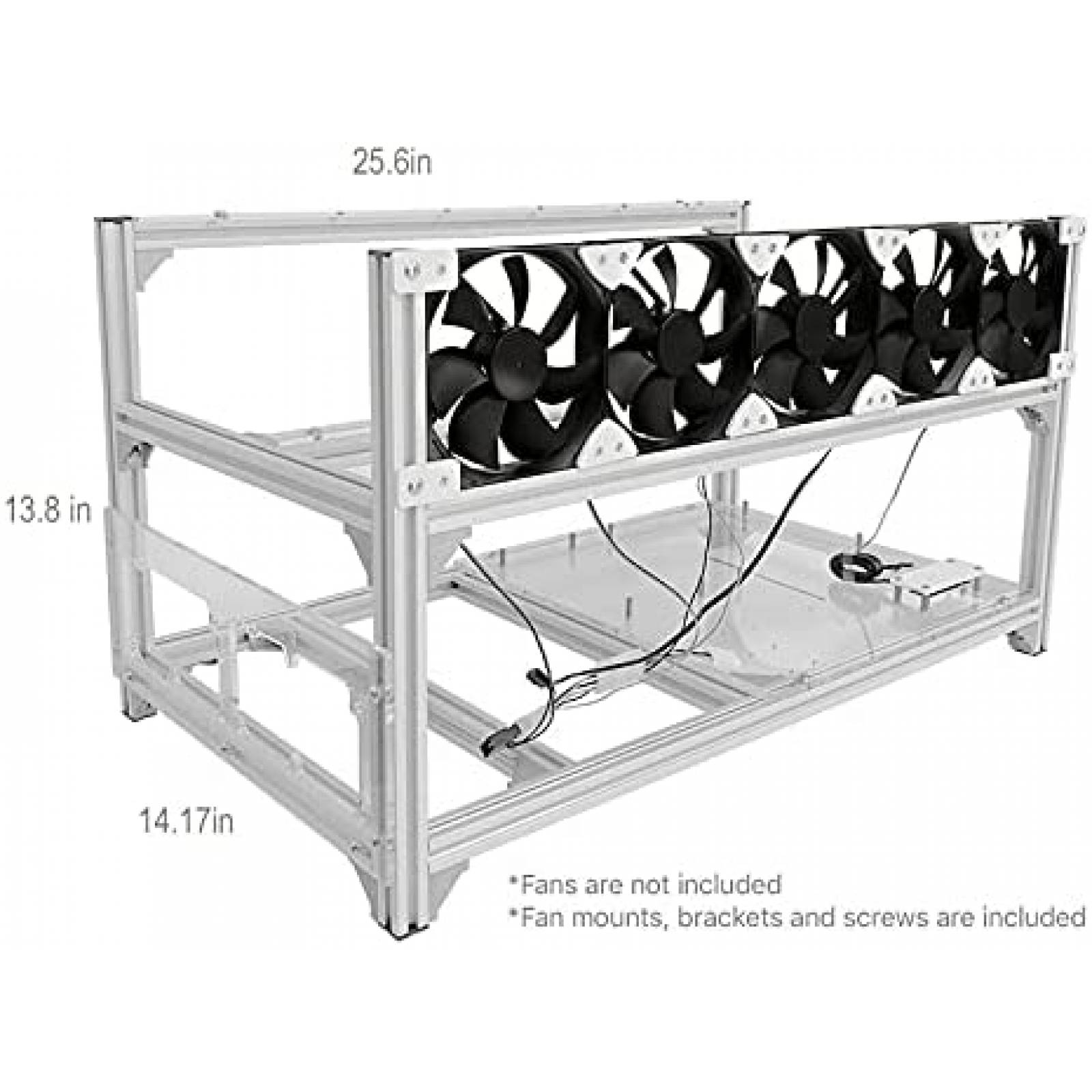 Rig de Mineria Bbaiy de Aluminio para 6 GPU -Plata