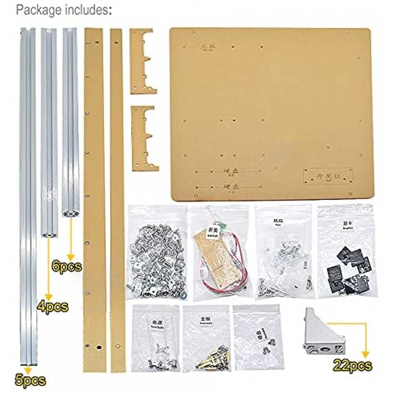 Rig de Mineria Bbaiy de Aluminio para 6 GPU -Plata