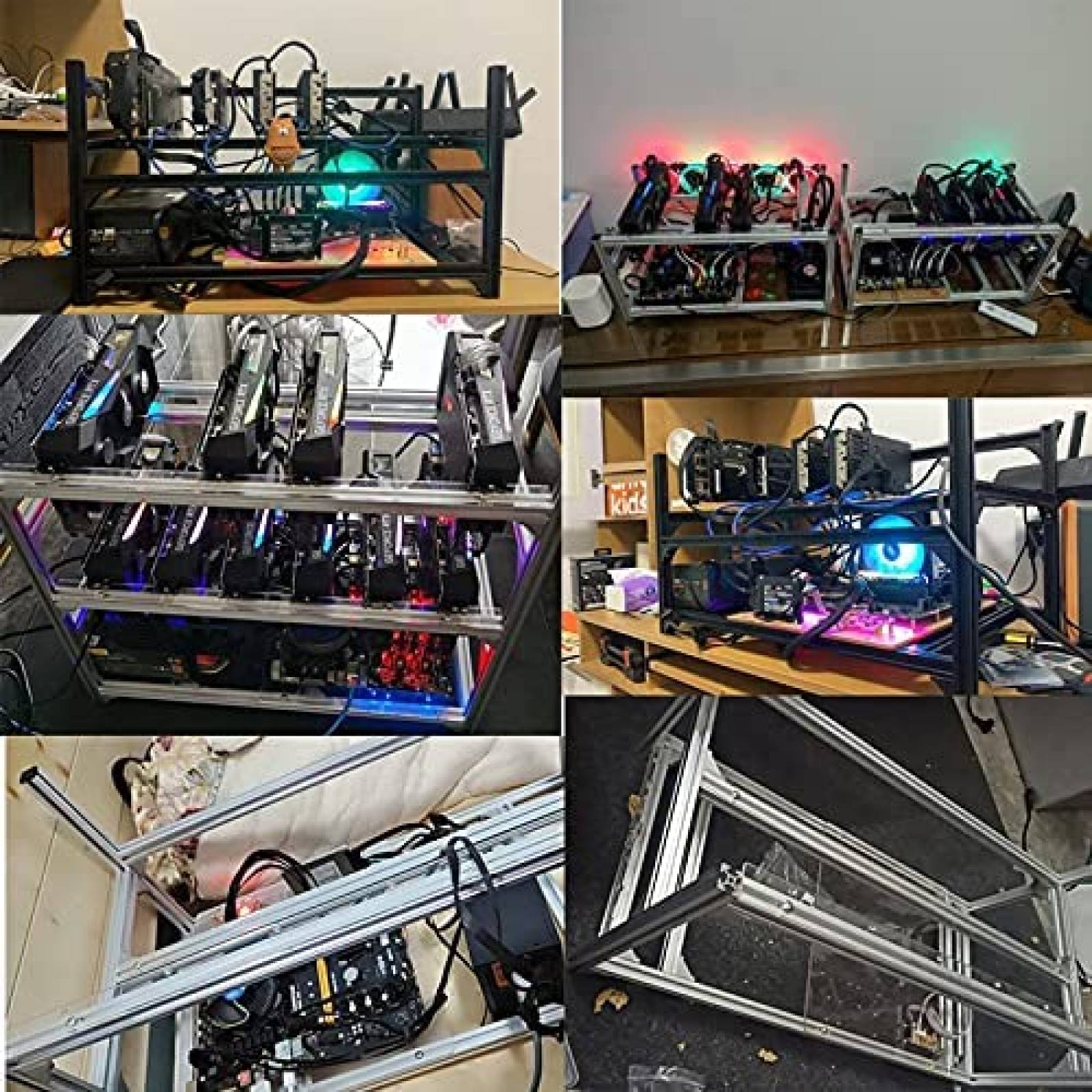 Rig de Mineria Bbaiy de Aluminio para 6 GPU -Plata