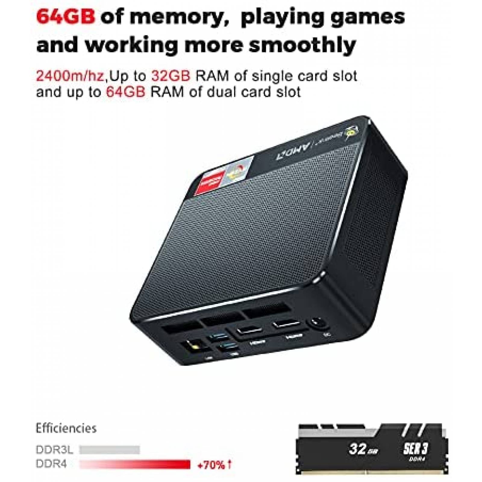 Mini PC Beelink SER3 AMD Ryzen 7 16GB RAM 500GB Doble HDMI