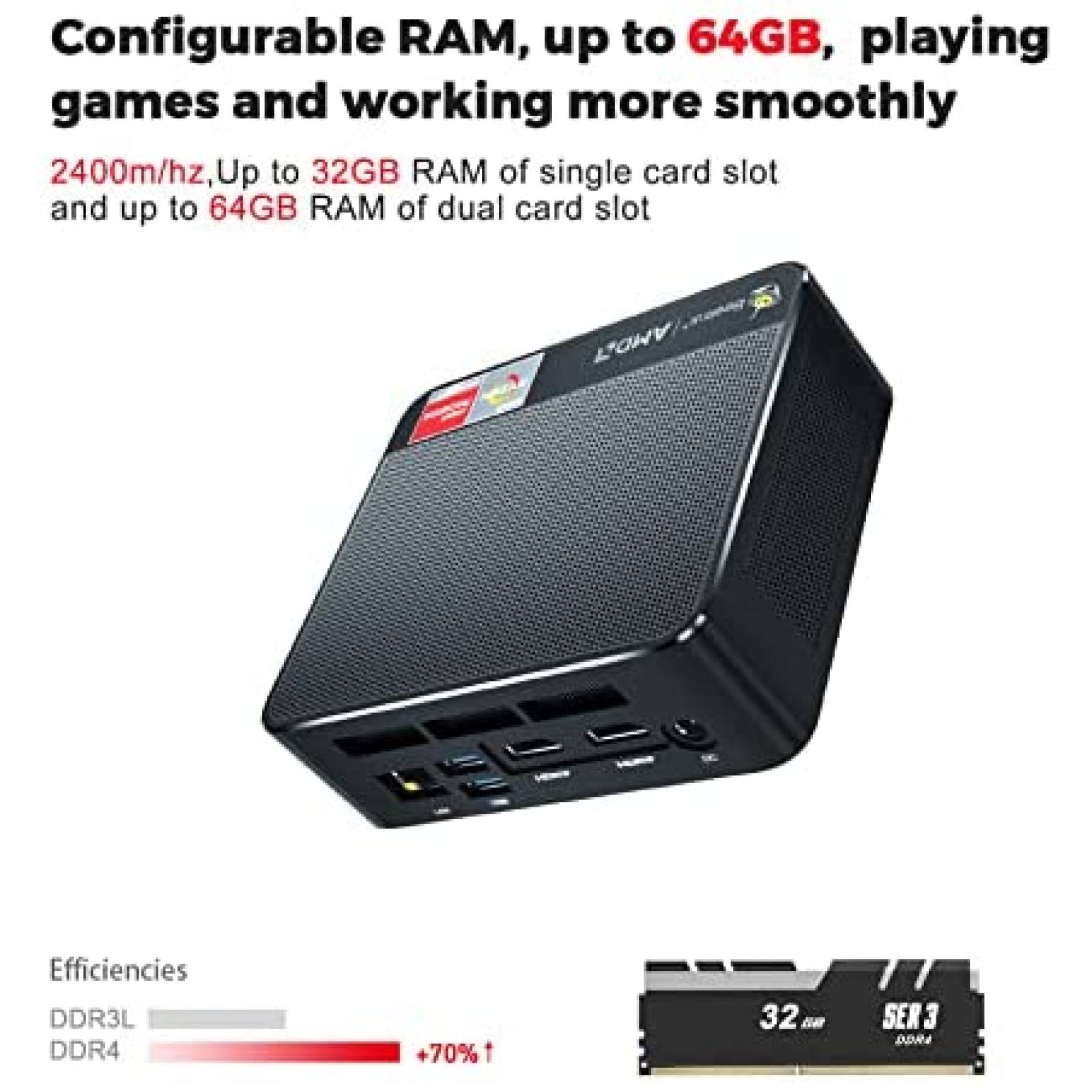 Mini PC Beelink SER3 Versatile Win 10 Pro AMD Ryzen 7 8+256G