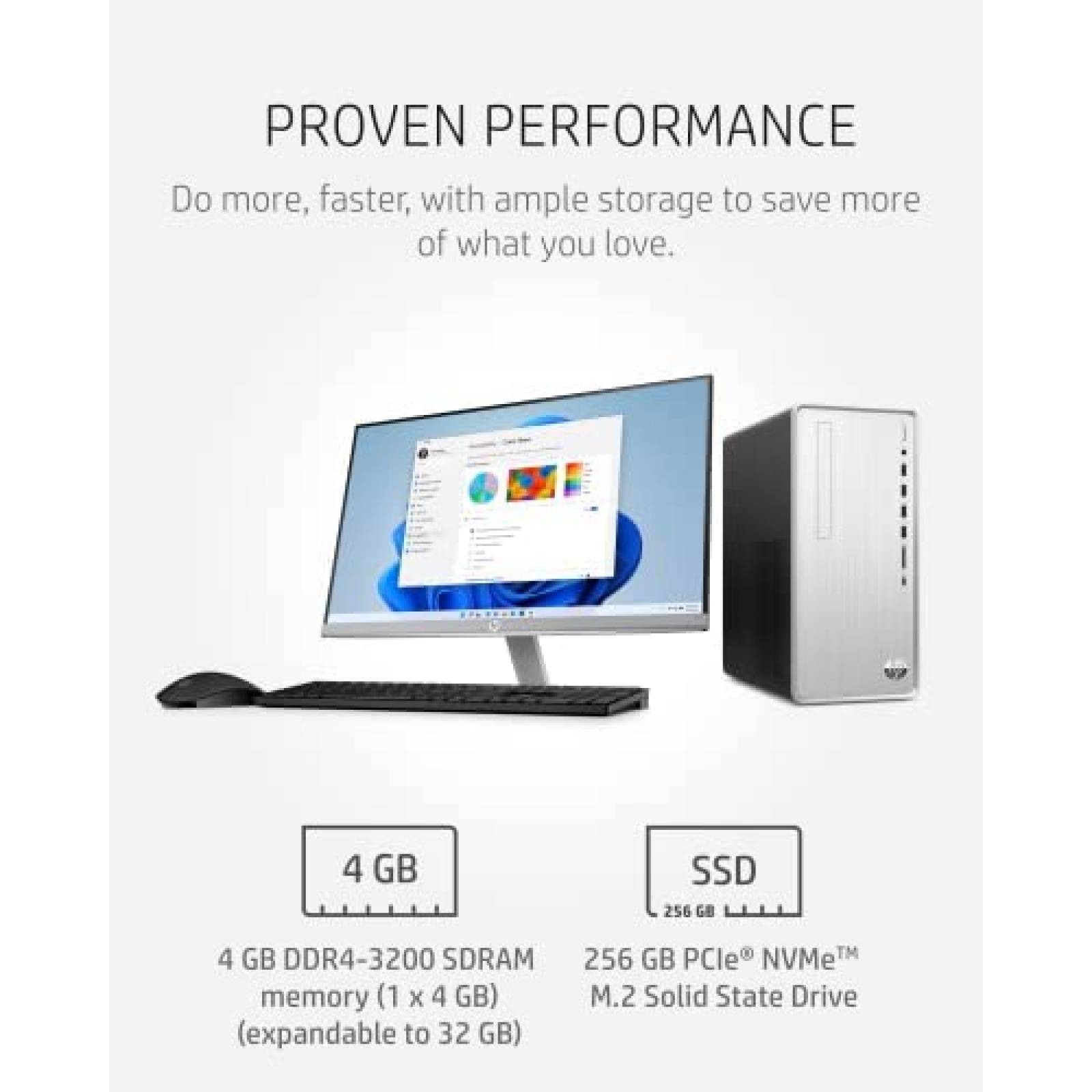 Desktop HP Pavilion TP01-2032 Ryzen 3 4GB 256 GB Win 11 Home