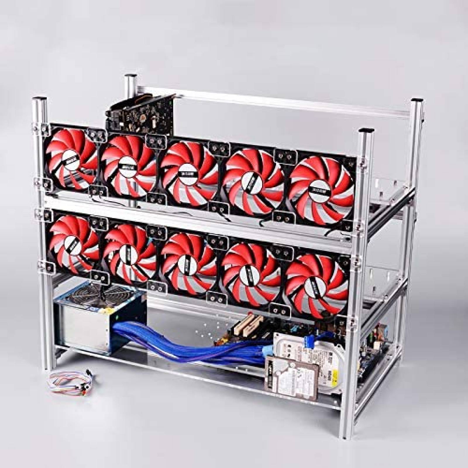 Gabinete Koyzsen de Aluminio 12 GPU 27.7'' x 16.3'' -Plata