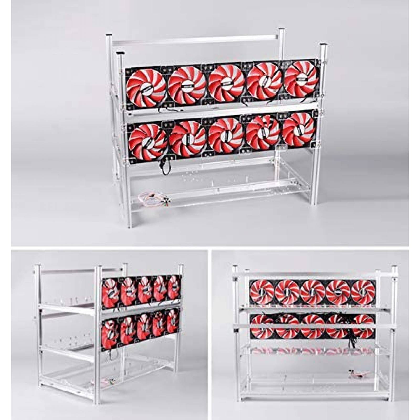 Gabinete Koyzsen de Aluminio 12 GPU 27.7'' x 16.3'' -Plata