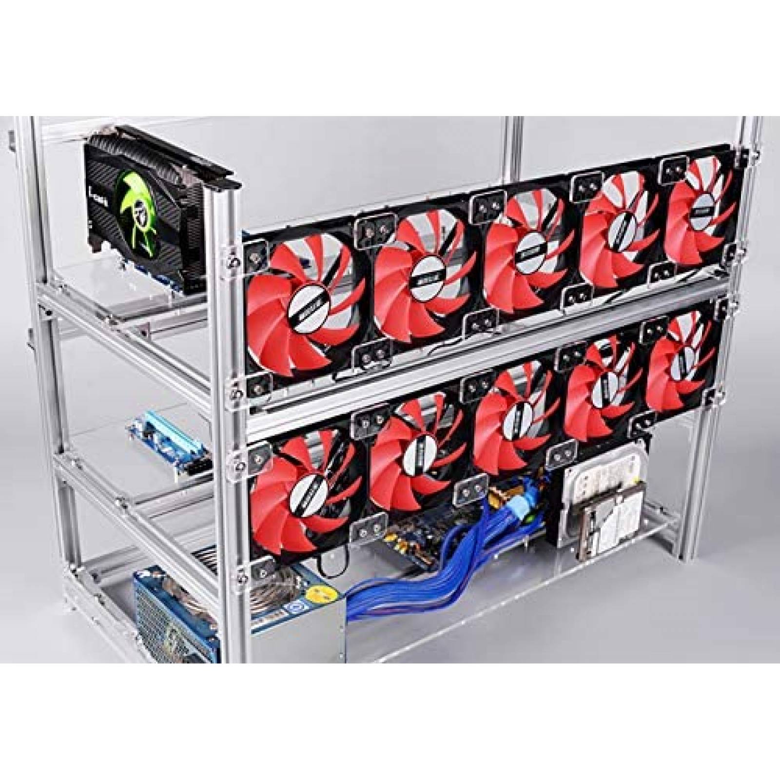 Gabinete Koyzsen de Aluminio 12 GPU 27.7'' x 16.3'' -Plata