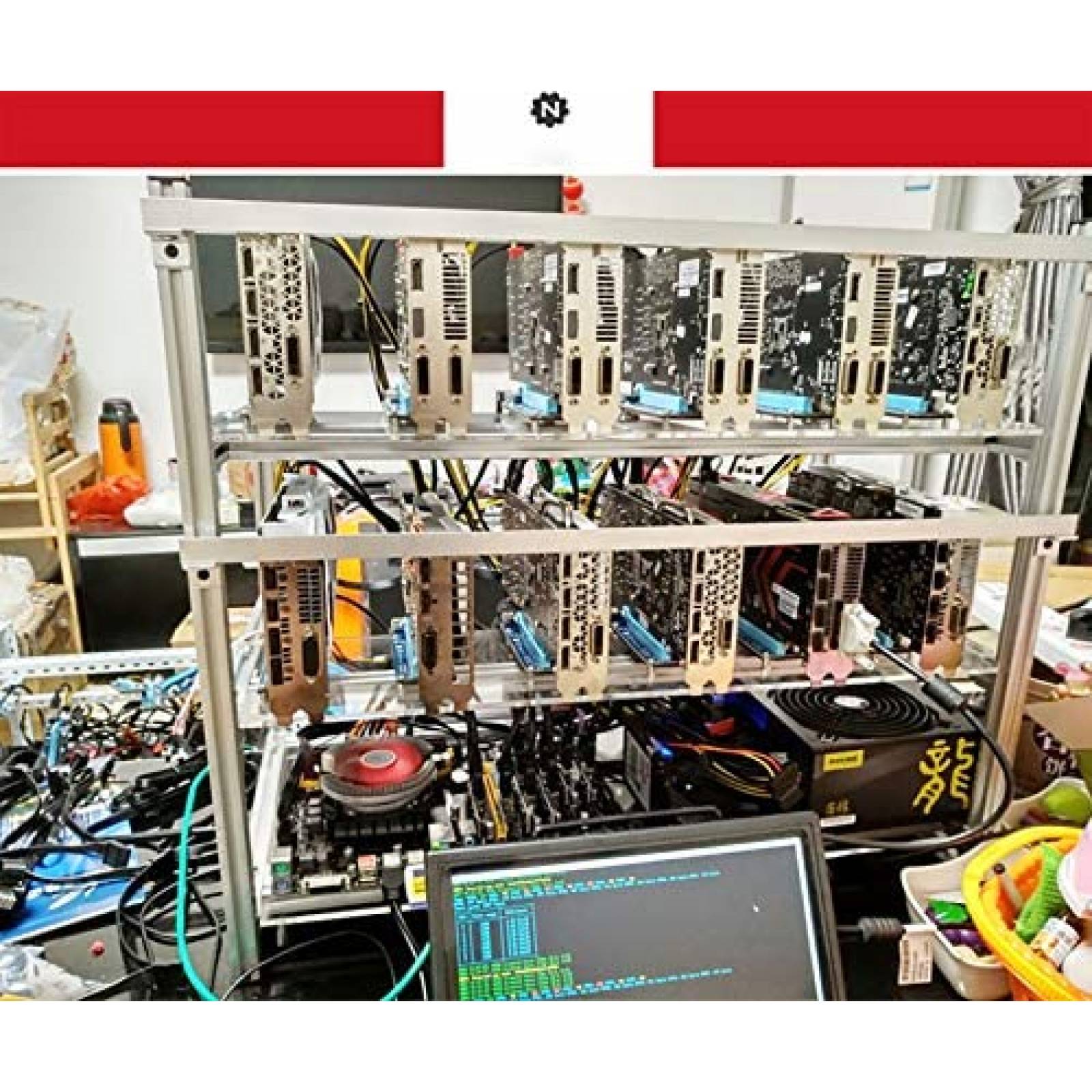 Gabinete Koyzsen de Aluminio 12 GPU 27.7'' x 16.3'' -Plata