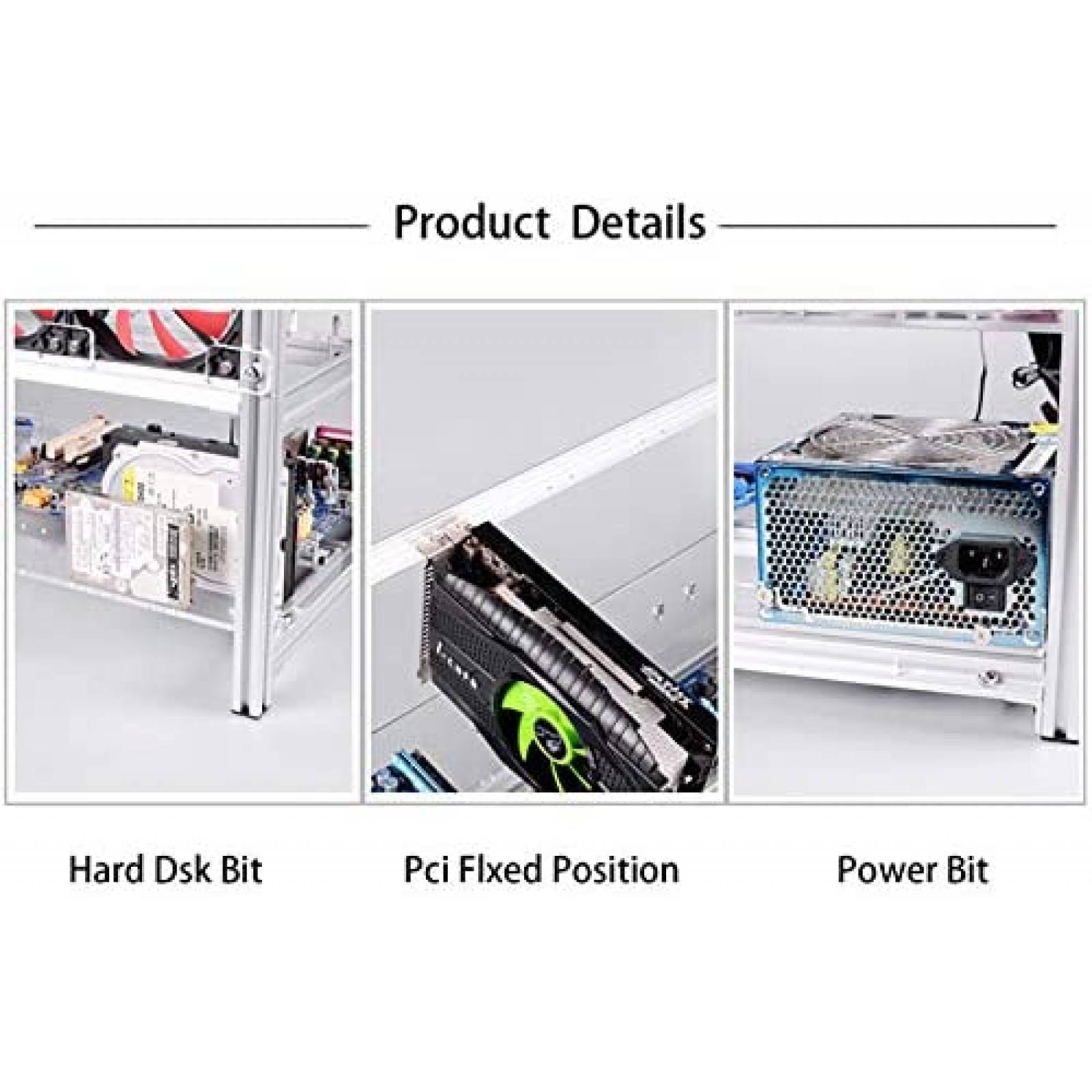 Gabinete Koyzsen de Aluminio 12 GPU 27.7'' x 16.3'' -Plata