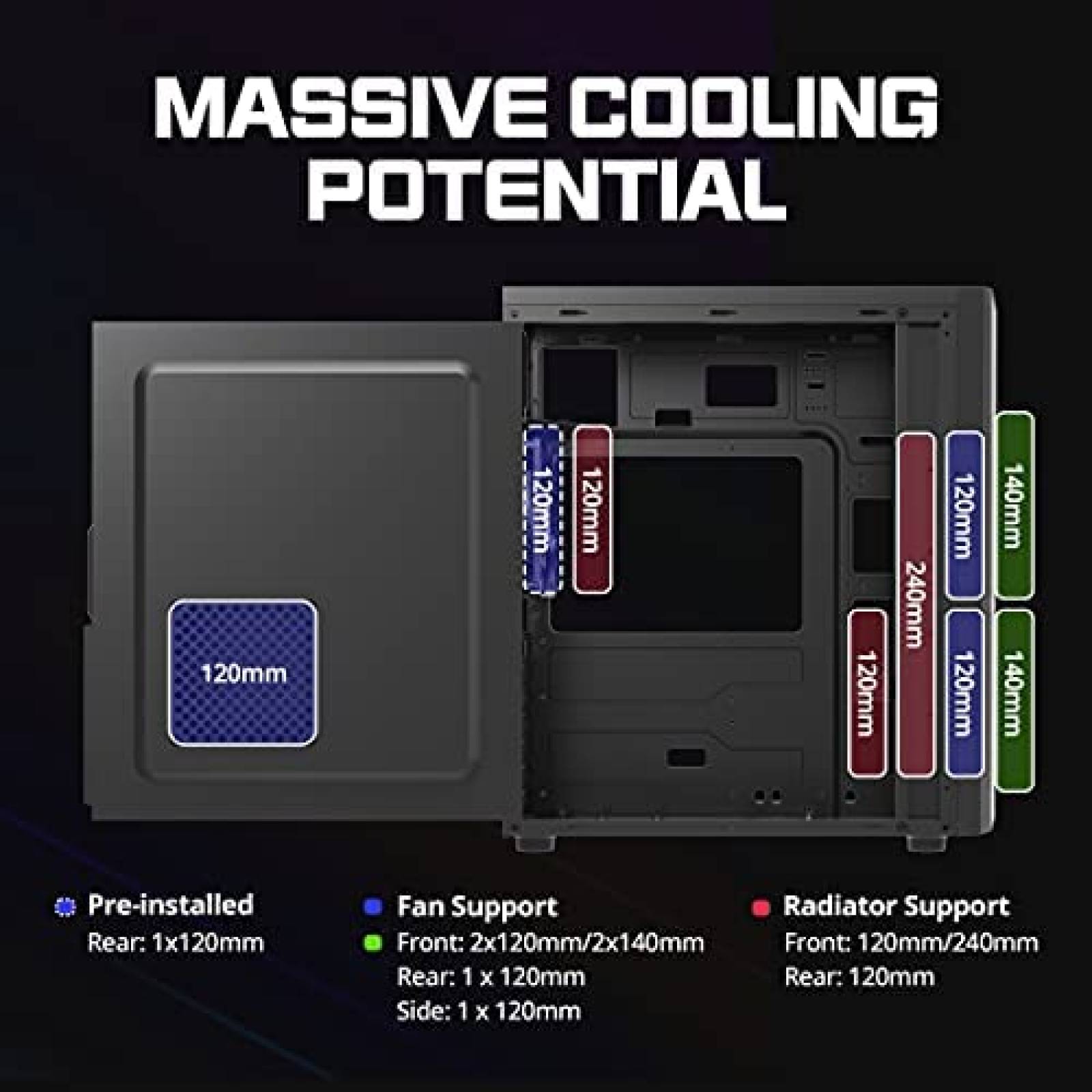 Caja para PC Zalman T9 ATX RGB USB 3.0 Ventilador de 120mm