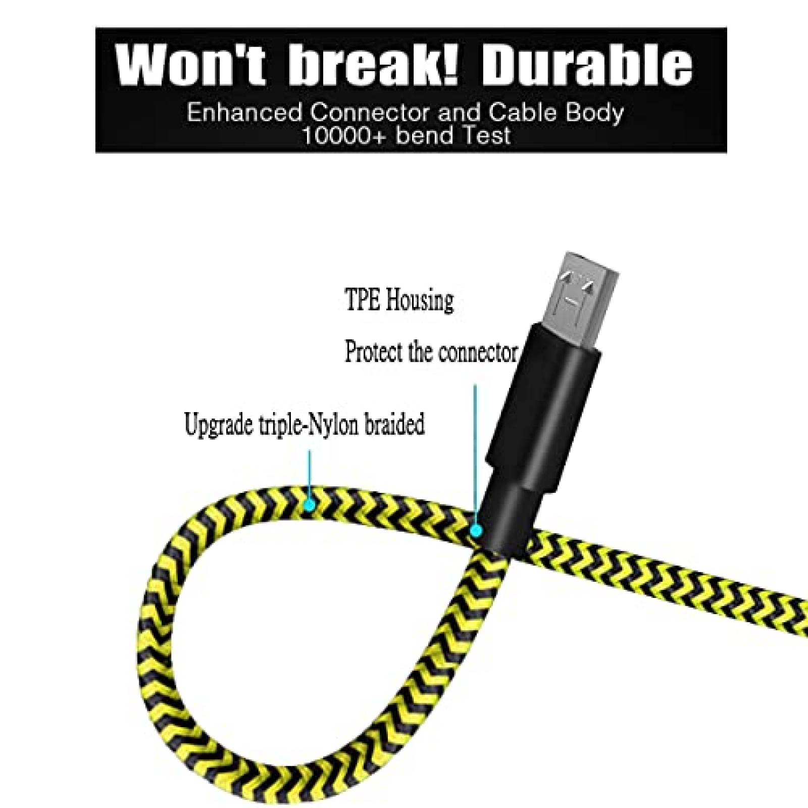 Cable AOSOK 10 FT De Carga Compatible Con PS4 -Amarillo