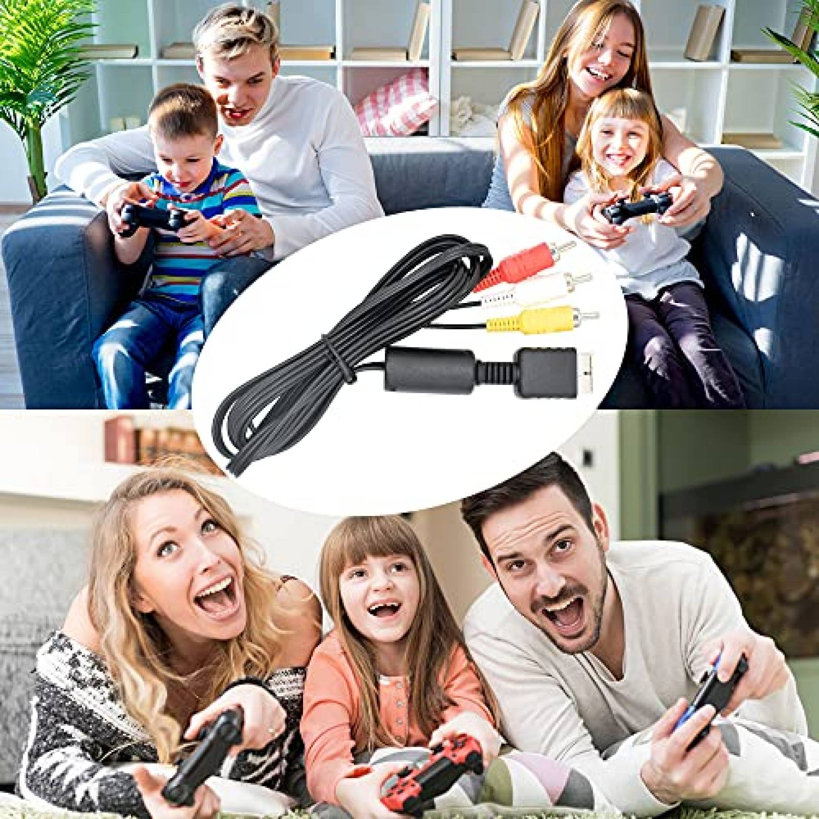 Cable CSTESVN RCA de Audio y Video para PS3 PS2 PS1 -Negro