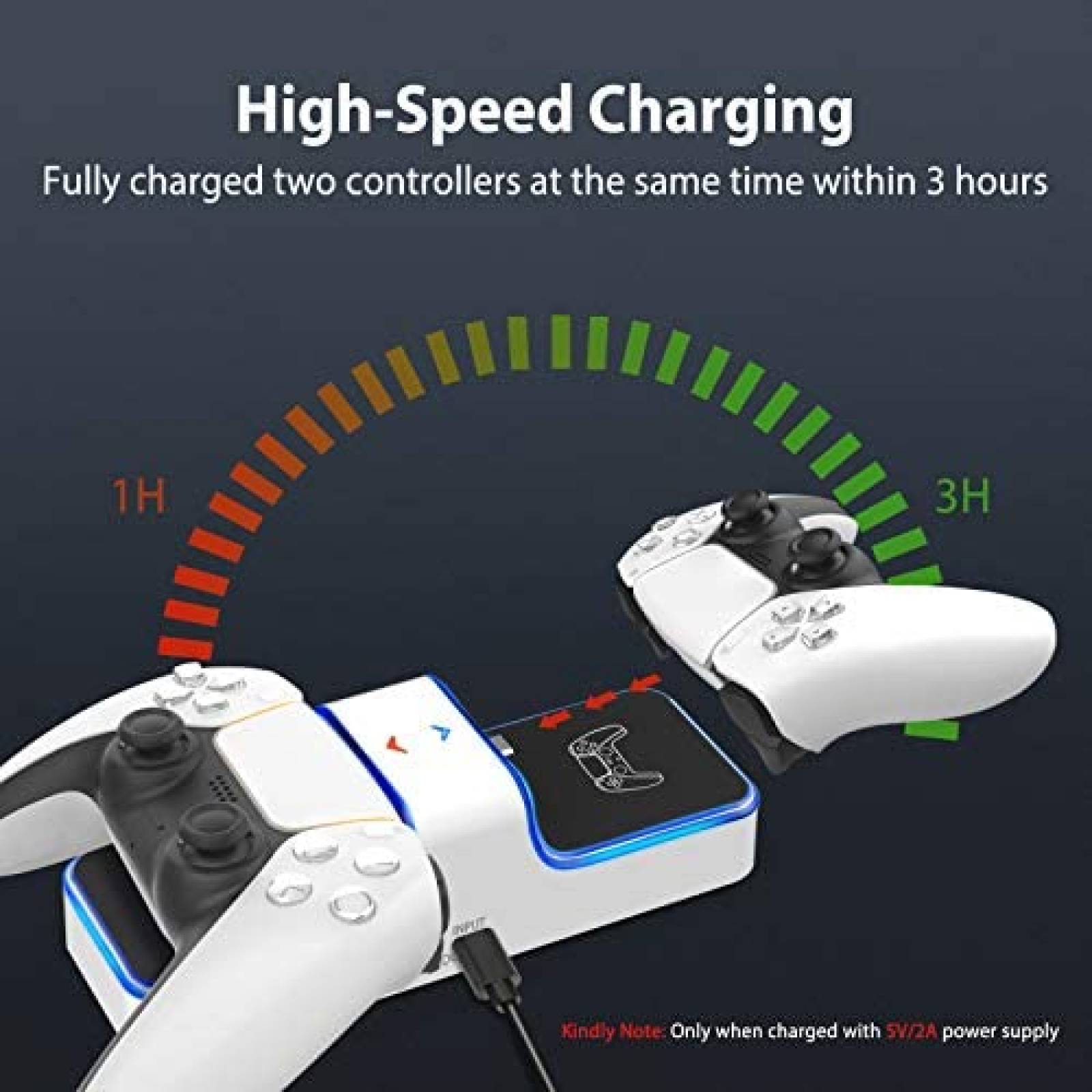 Estacion de carga de control PS5 Daugee inalambrica -Blanco