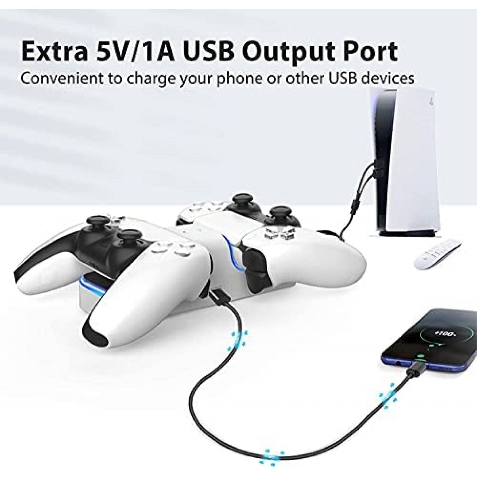 Estacion de carga de control PS5 Daugee inalambrica -Blanco