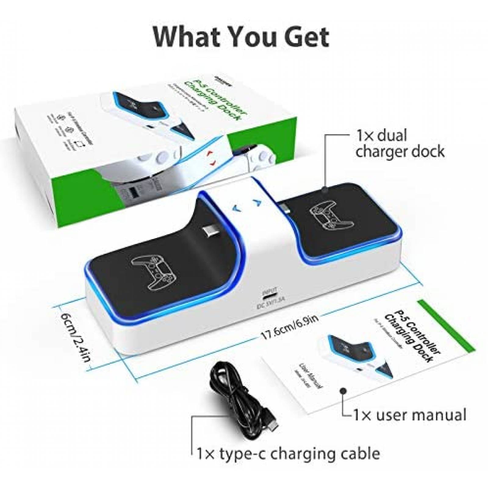 Estacion de carga de control PS5 Daugee inalambrica -Blanco