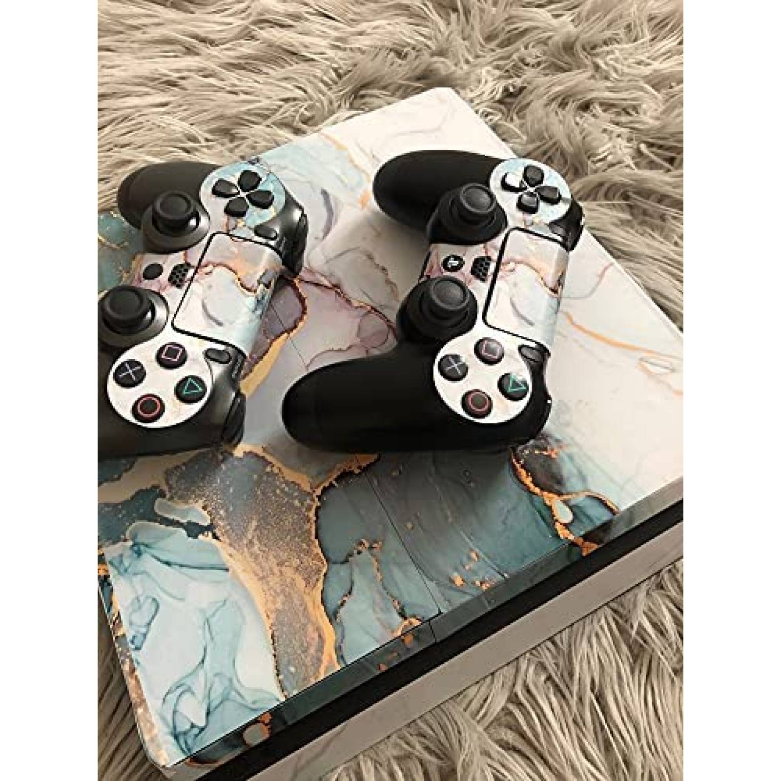 Skin para Consola Decal para PS4 + Controles -Marmol con Oro