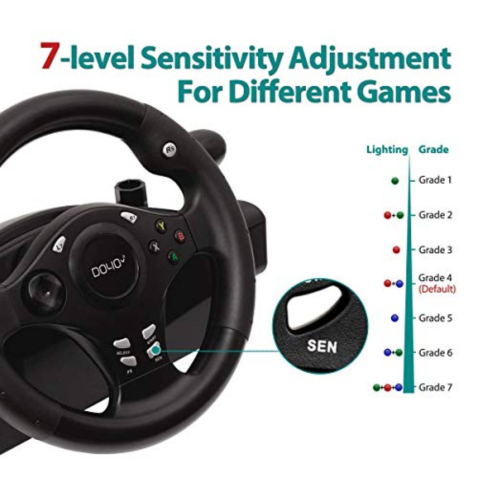 Volante DOYO 270 Grados PC/Xbox/PS/Android/Nintendo -Negro