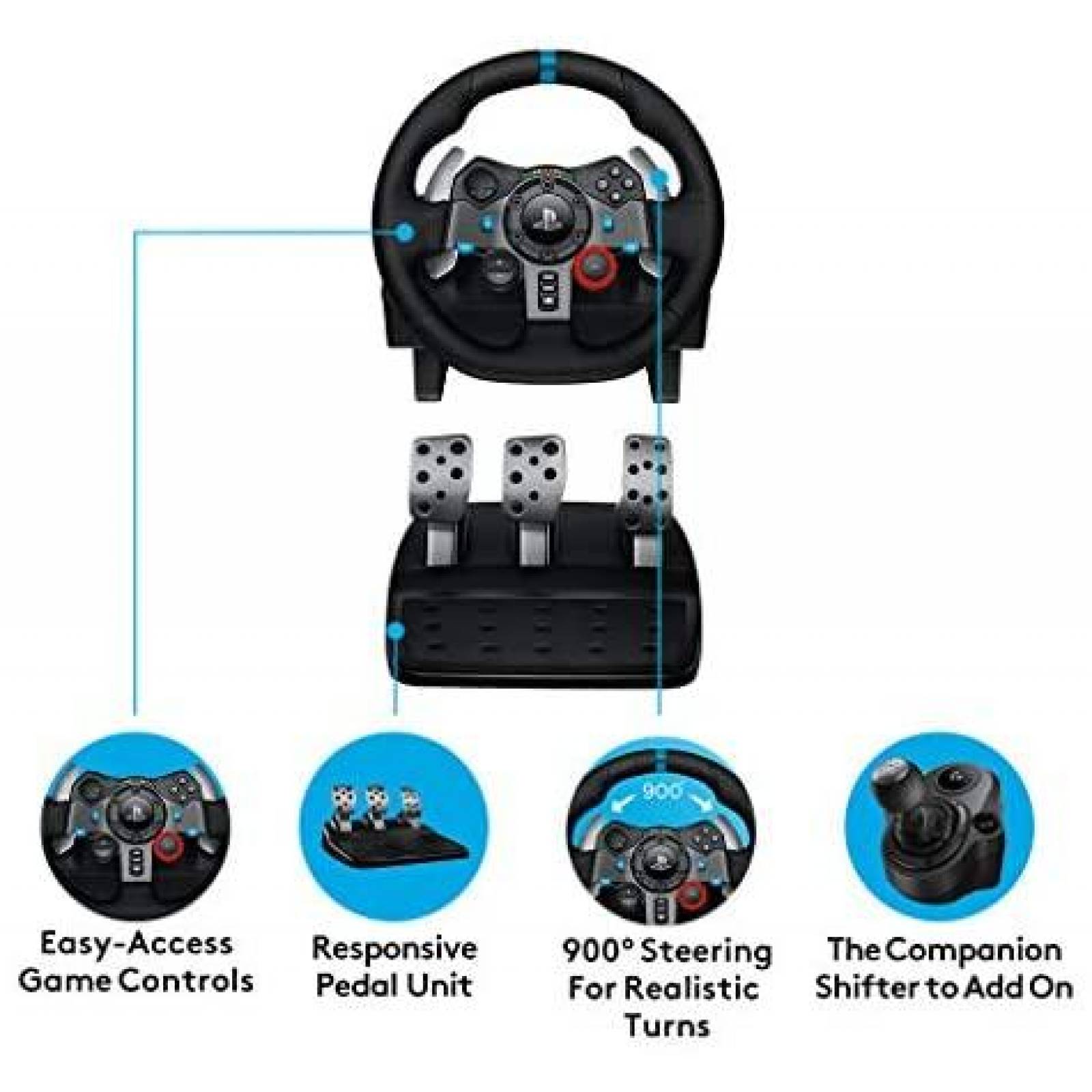 Volante de Videojuegos Logitech G G29 USB con Pedales -Negro
