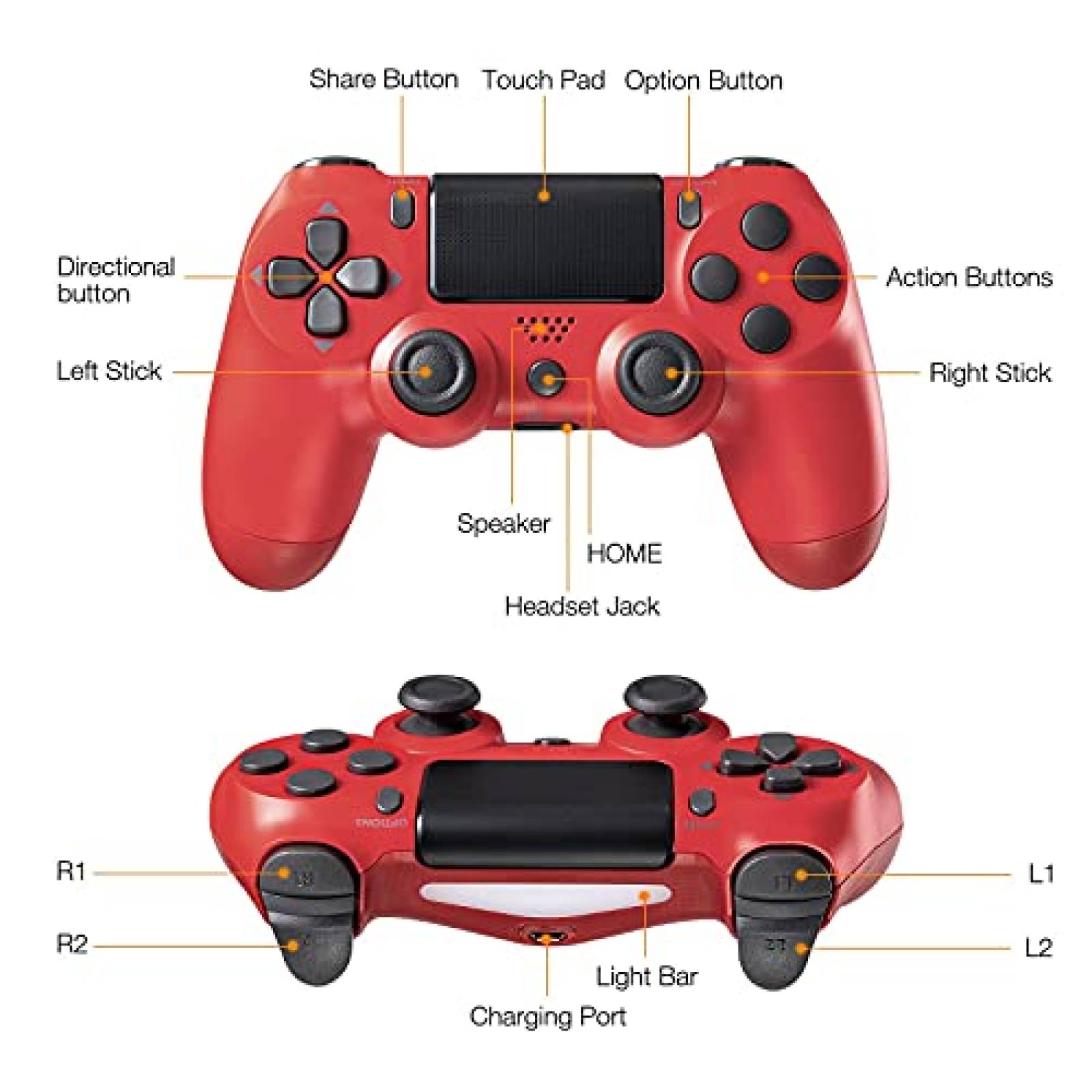 Control para PlayStation 4 Magolin Dual-shock 4 -Rojo