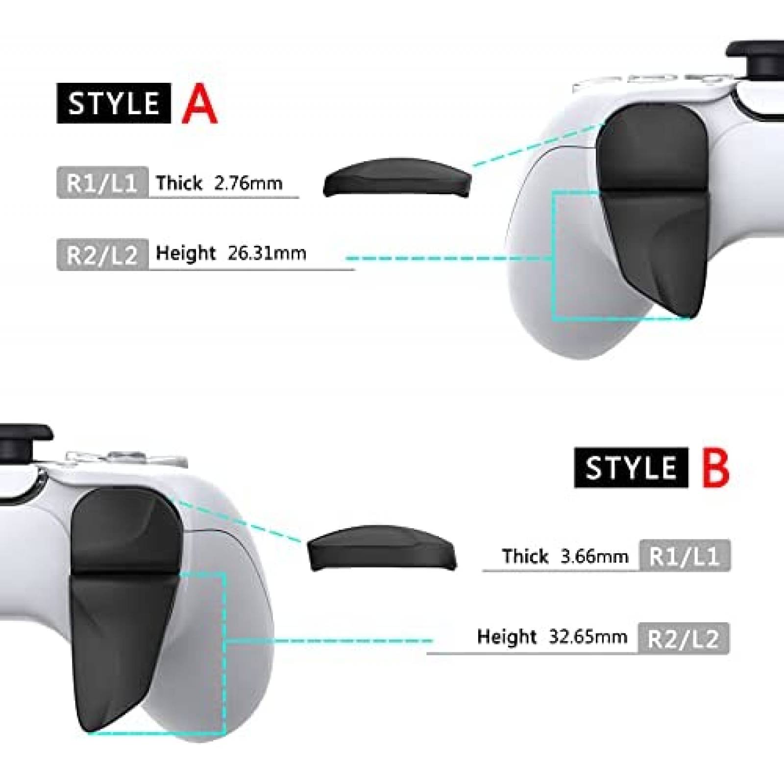 Gatillo PlayVital para Control de PS5 2 Pares -Negro