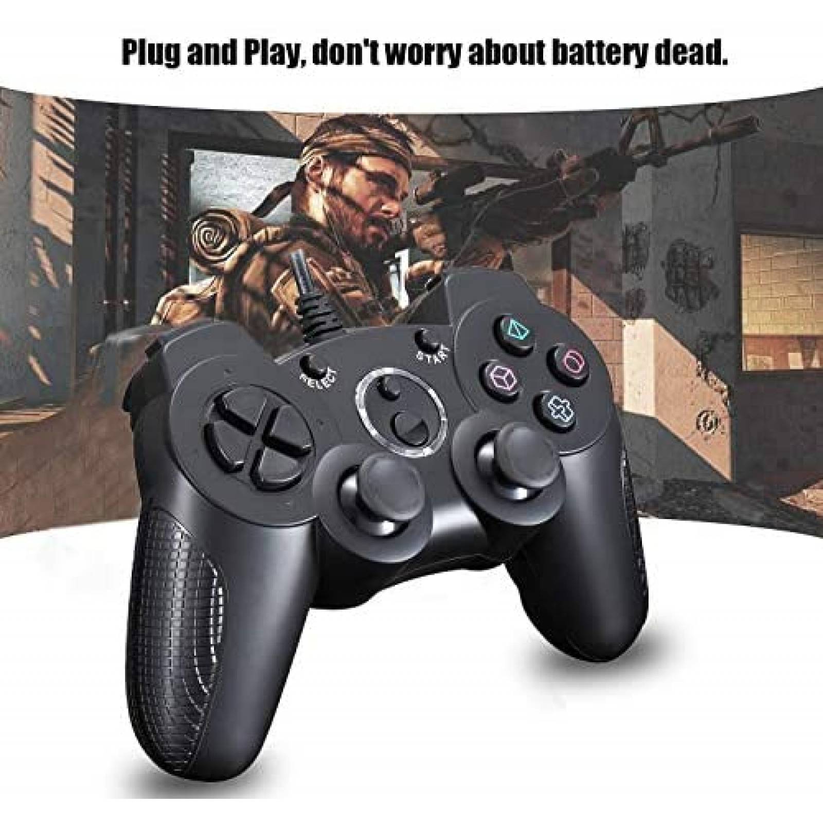 Control para Playstation 2 TPFOON con cable -Negro
