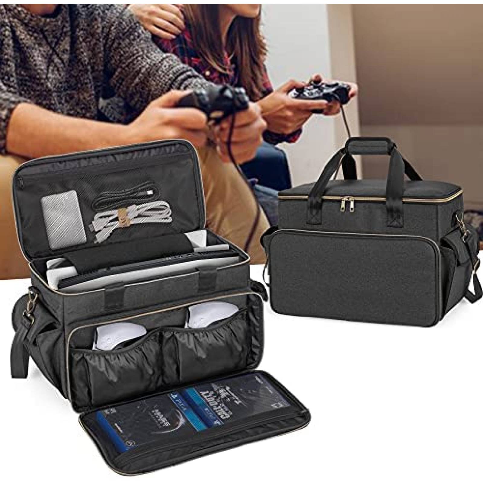 Bolsa para consola Trunab para PS5/PS4/Xbox One -Negro