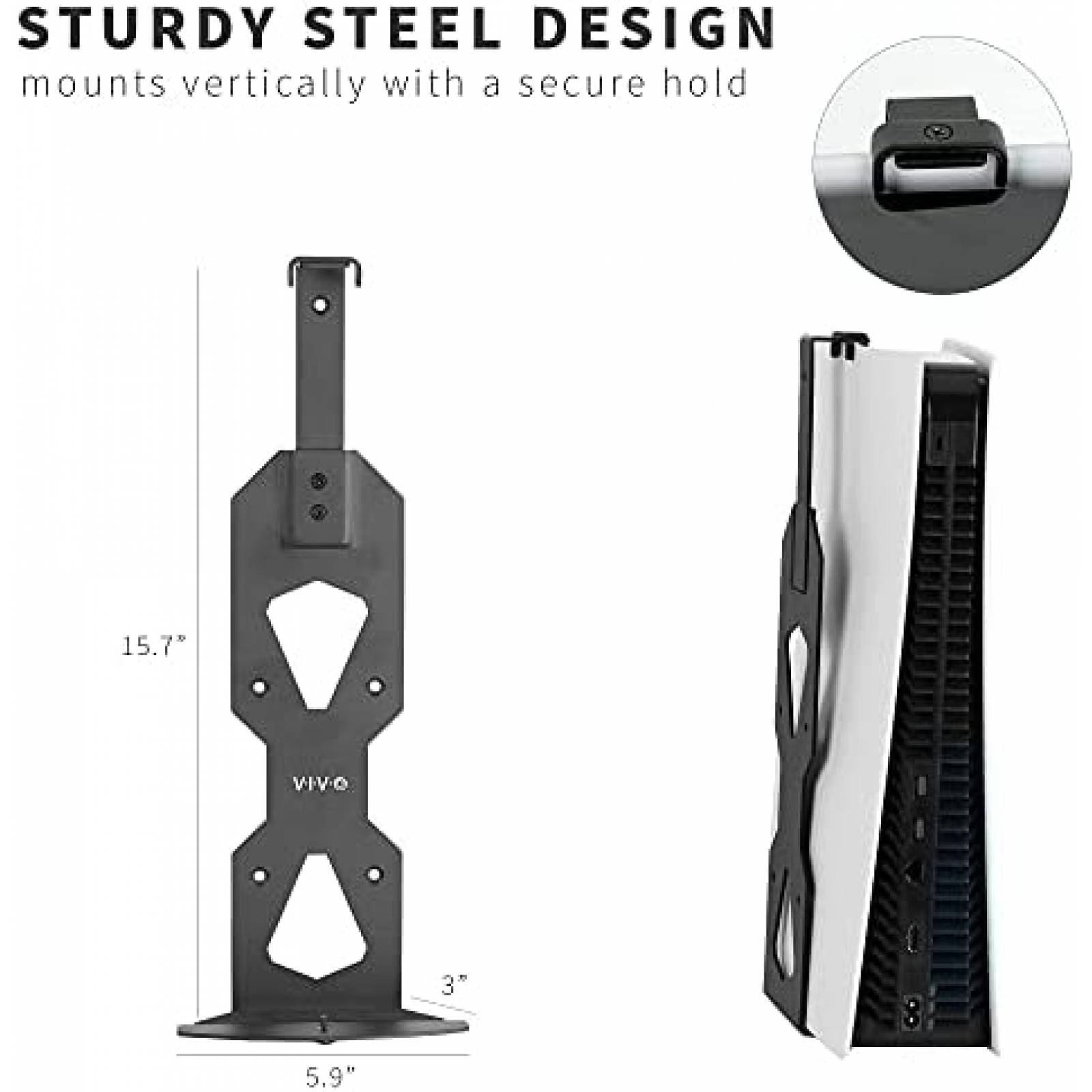 Soporte de pared VIVO para Playstation 5 de acero -Negro