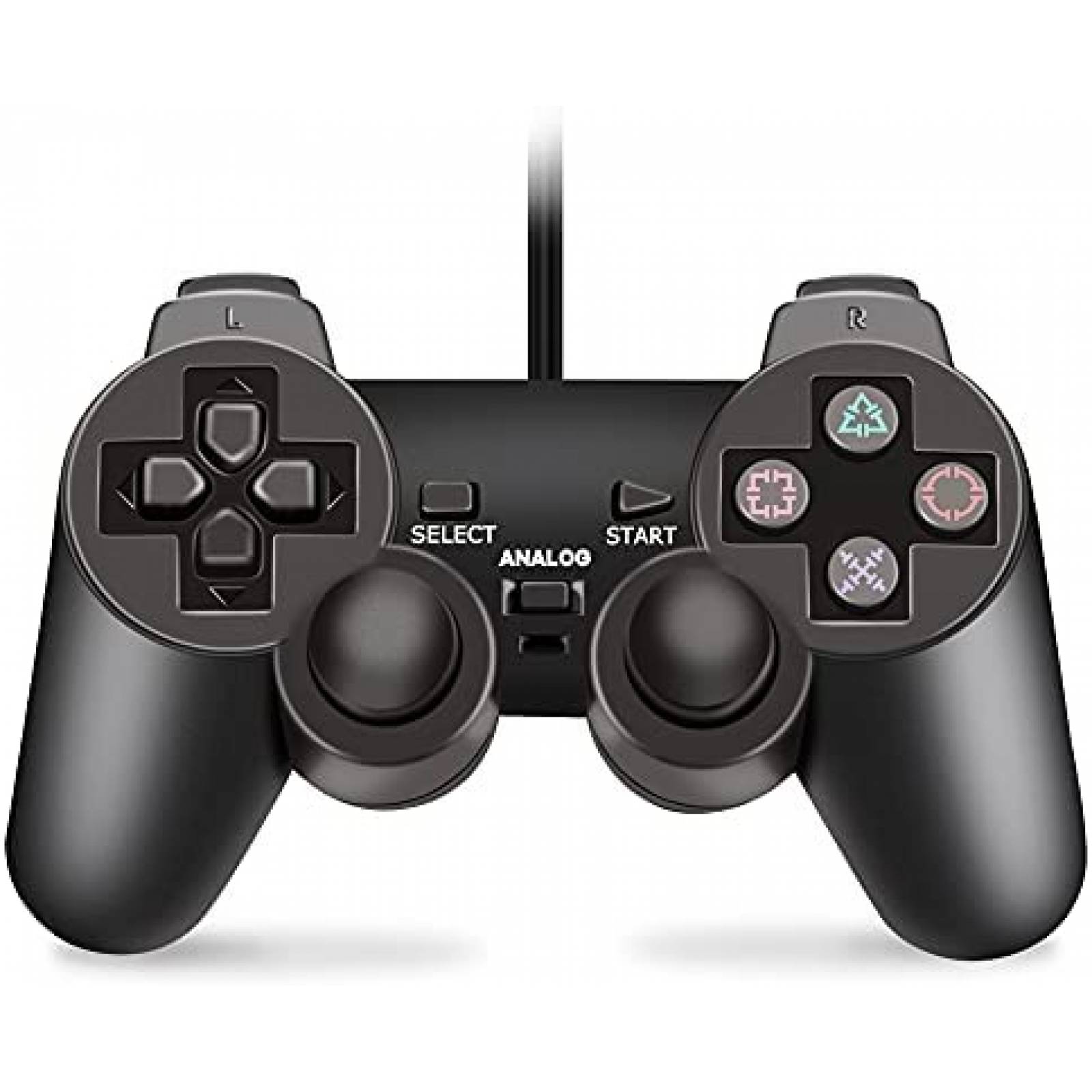 Control para consola PS2 Xahpower con cable -Negro
