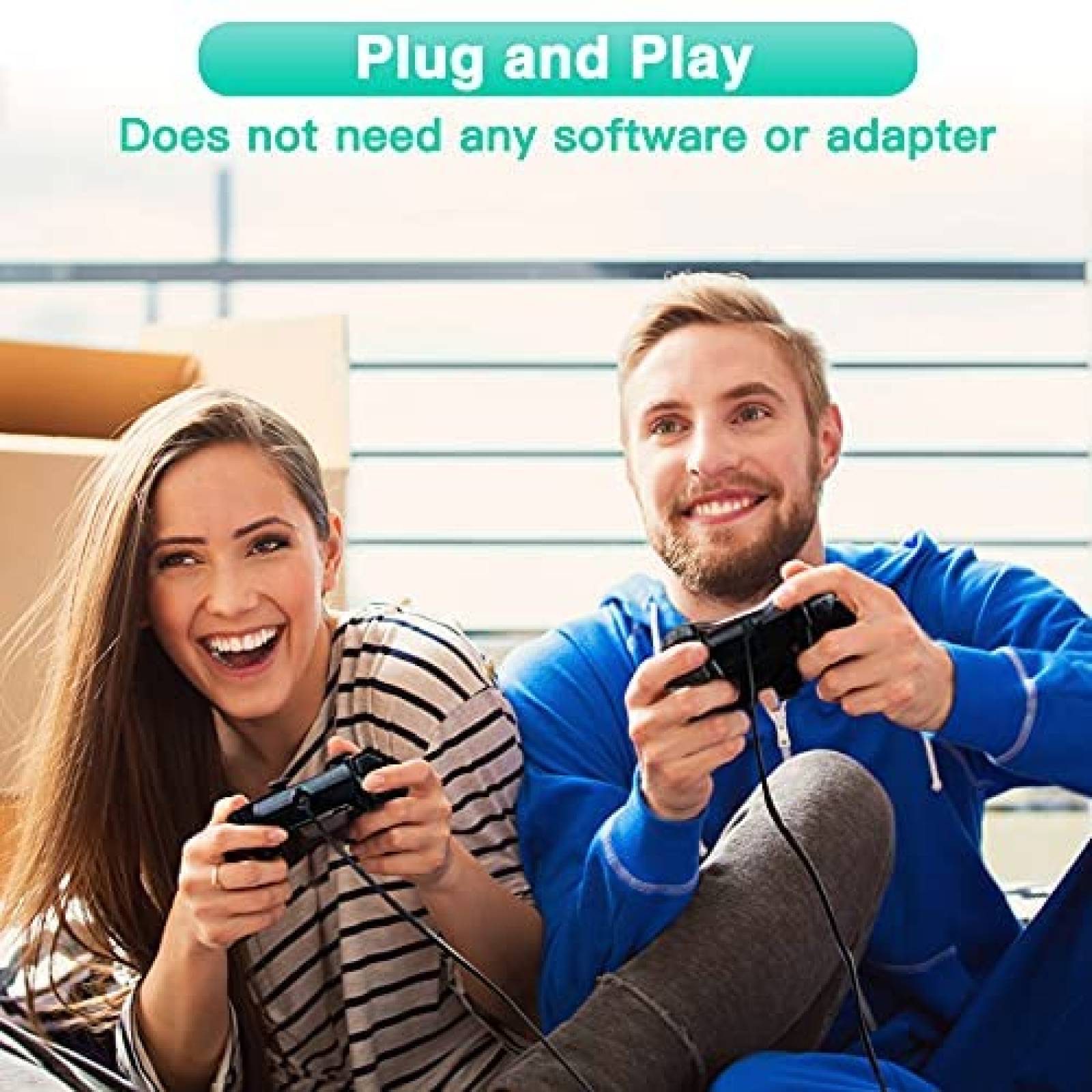 Control para consola PS2 Xahpower con cable -Negro